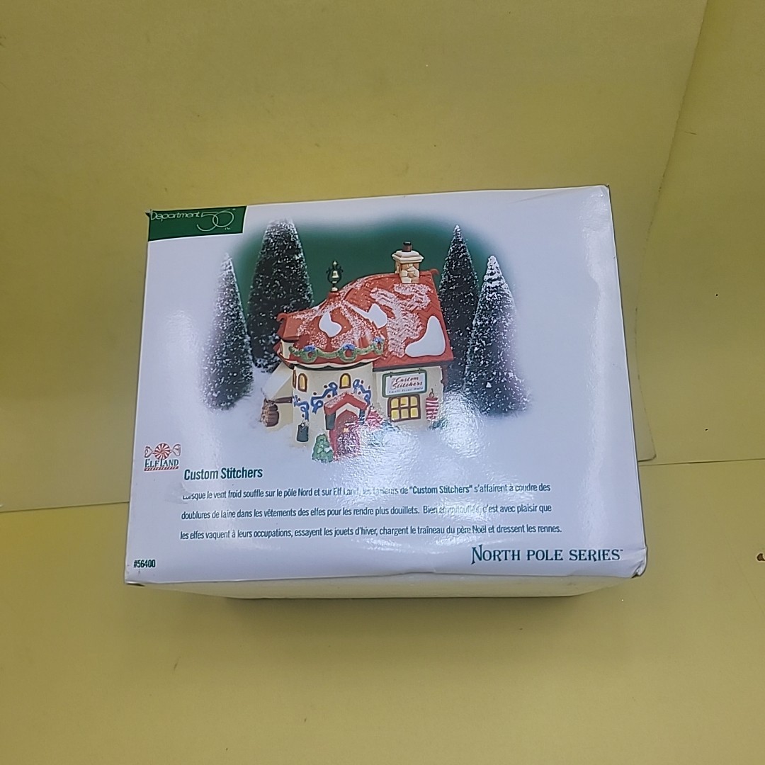 Dept.56 North Pole Series Custom Stichers Taylor Lighted House Christmas #56400