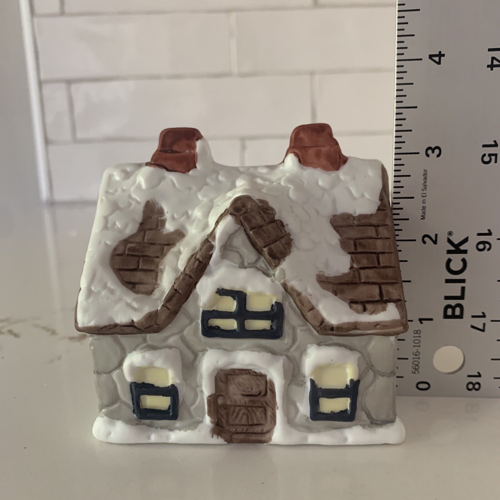 Vintage Porcelain Snow House Tealight Candle Holder Christmas Village Taiwan