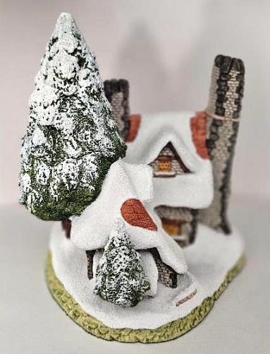 VTG SNOW COTTAGE HOUSE by DAVID WINTER UNITED KINGDOM HANDMADE & PAINTED + COA