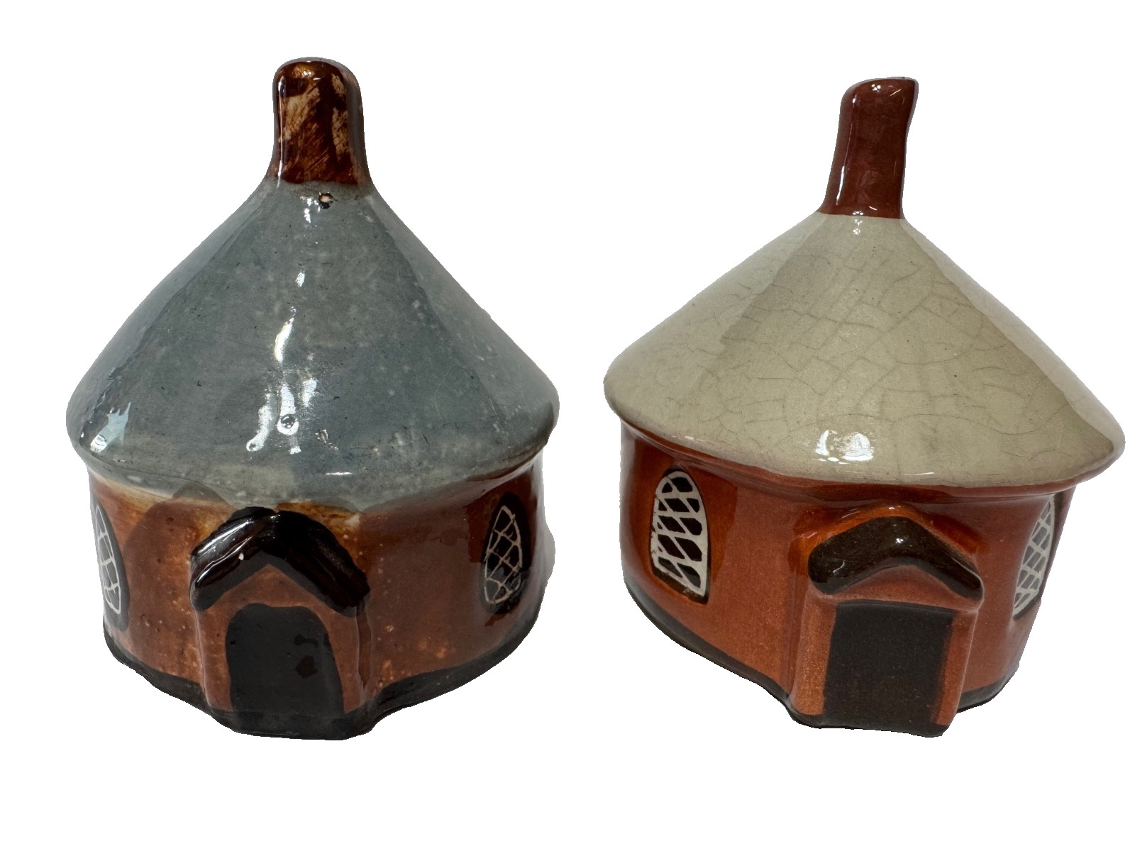 2 Vintage Mudlen End Studio Pottery Round Suffolk Miniature Cottages