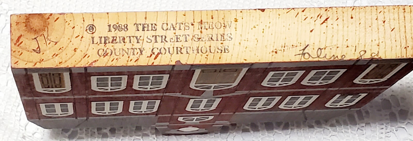 Lot of 4 The Cats Meow 1987 & 1988 Wood Shelf Sitter Post Office & Telegraph Vtg