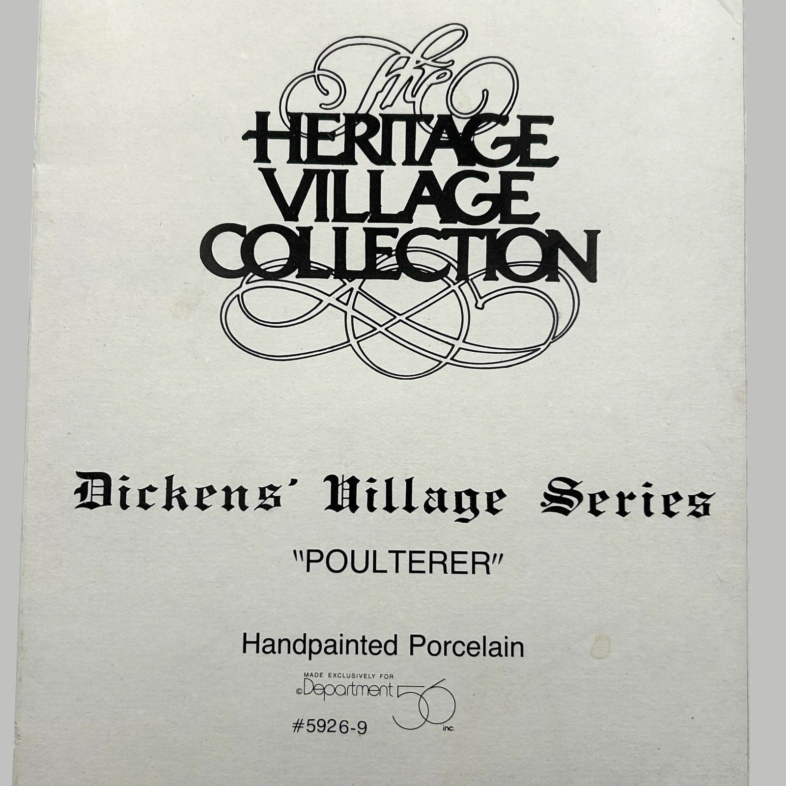 Department 56 Dickens Village Poulterer 1988 # 5926-9 Retired w/ Box Ships Quick