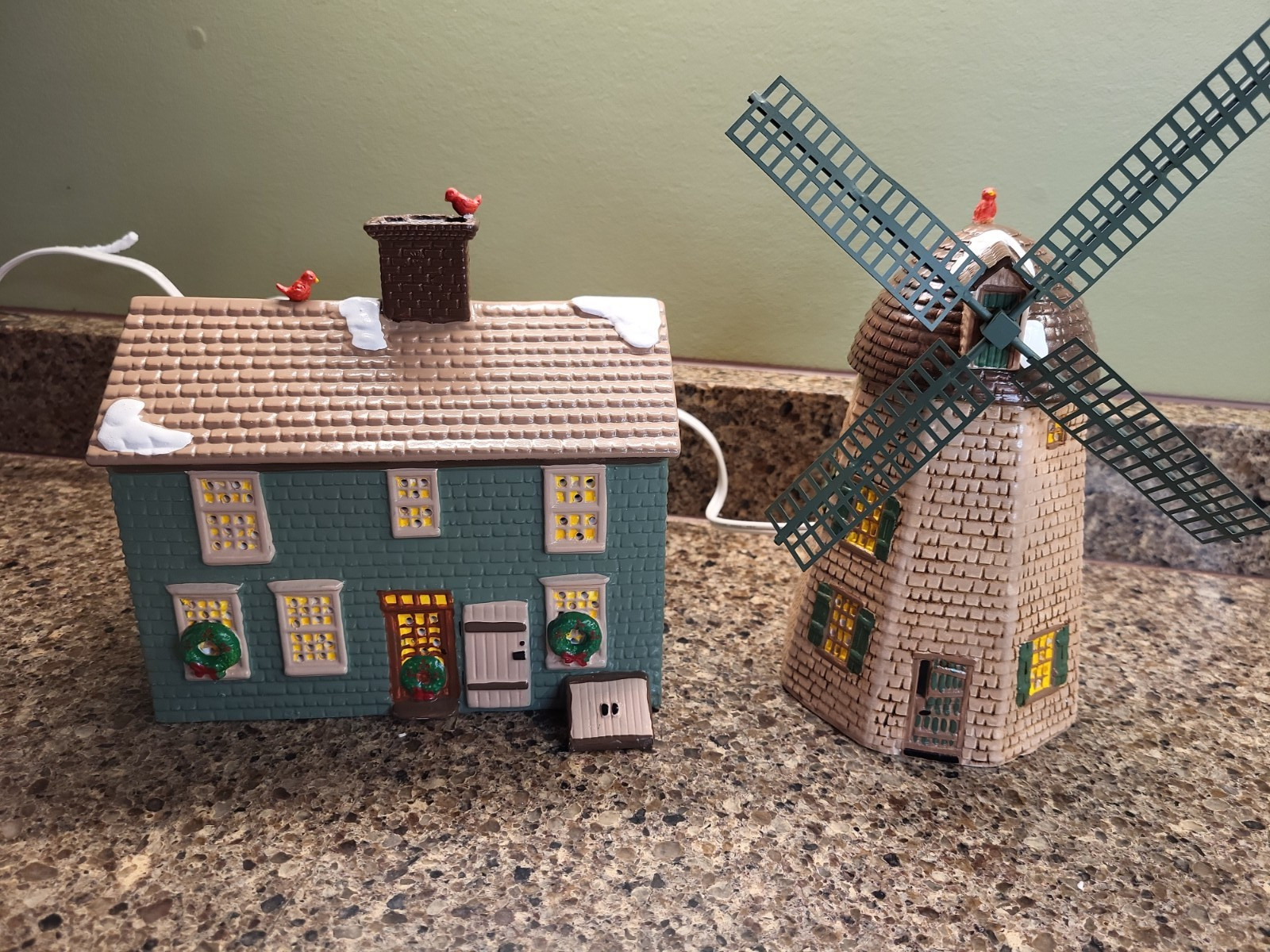 Dept 56 Snow Village Home Sweet Home House & Windmill 1988 Vintage #5126-8