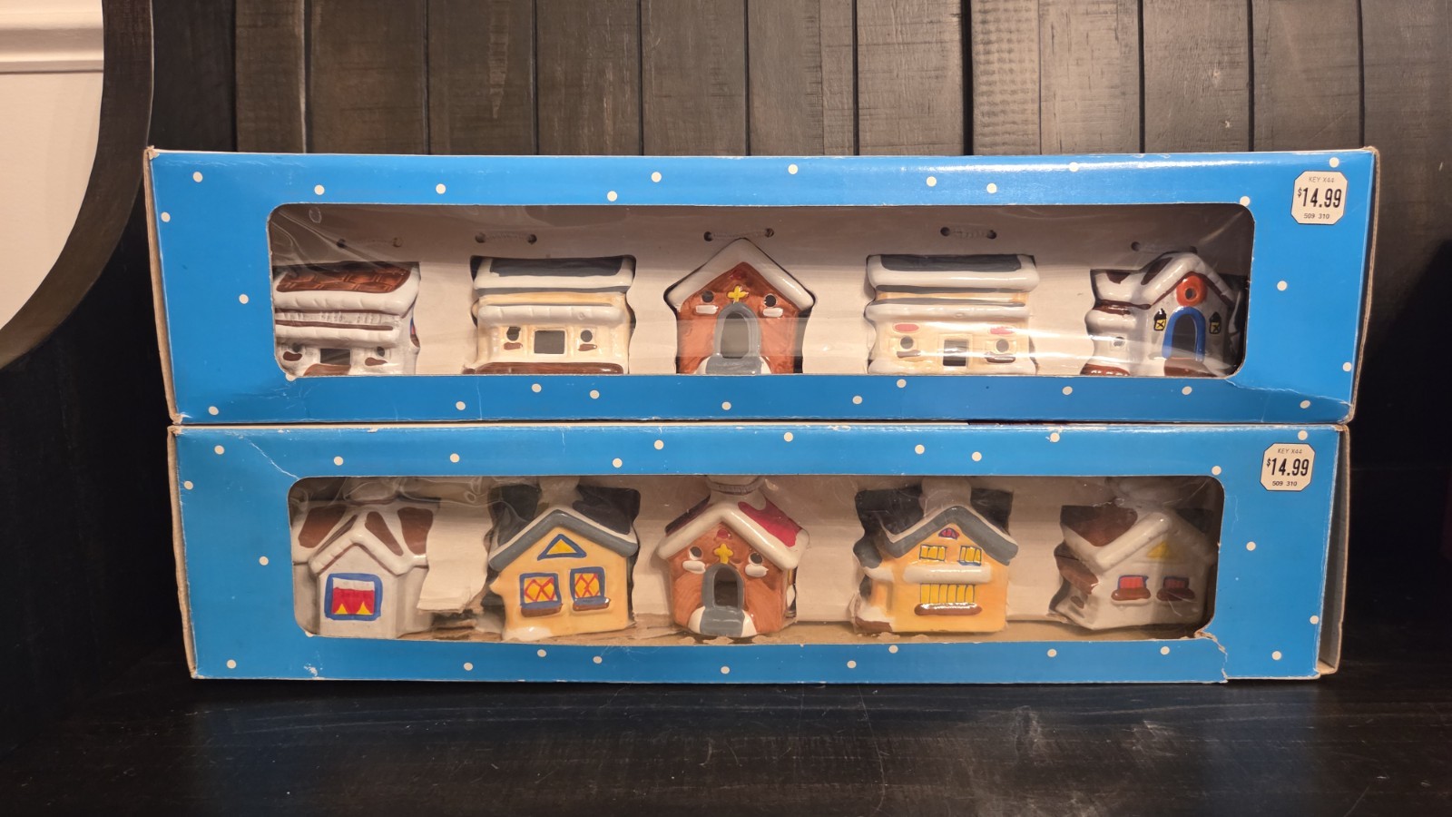 Vintage Sup Bright Ceramic Village Miniature Lights On A String Set Of 10 In Box