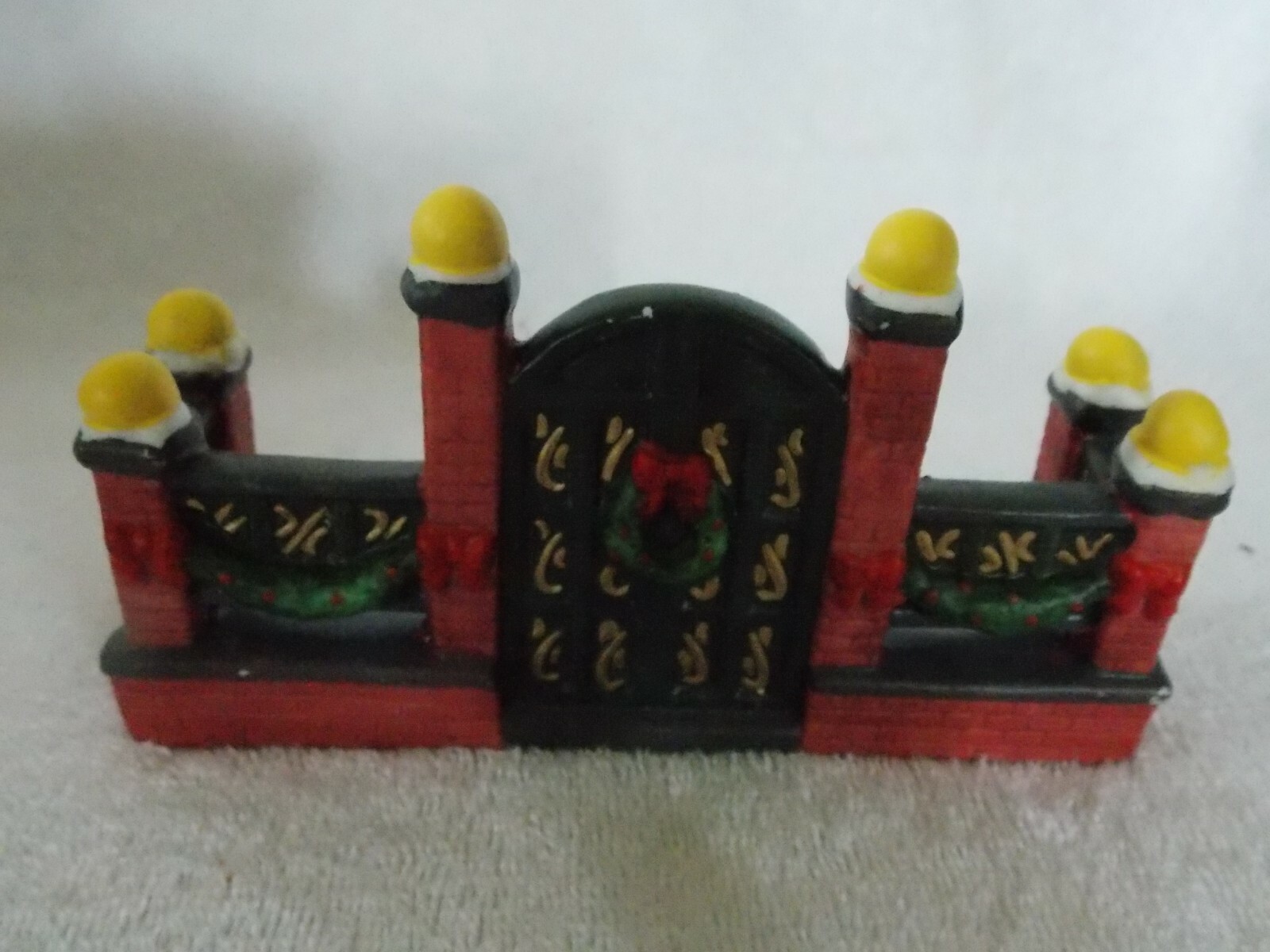 Porcelain Christmas Village Stone Wall With Gate Door