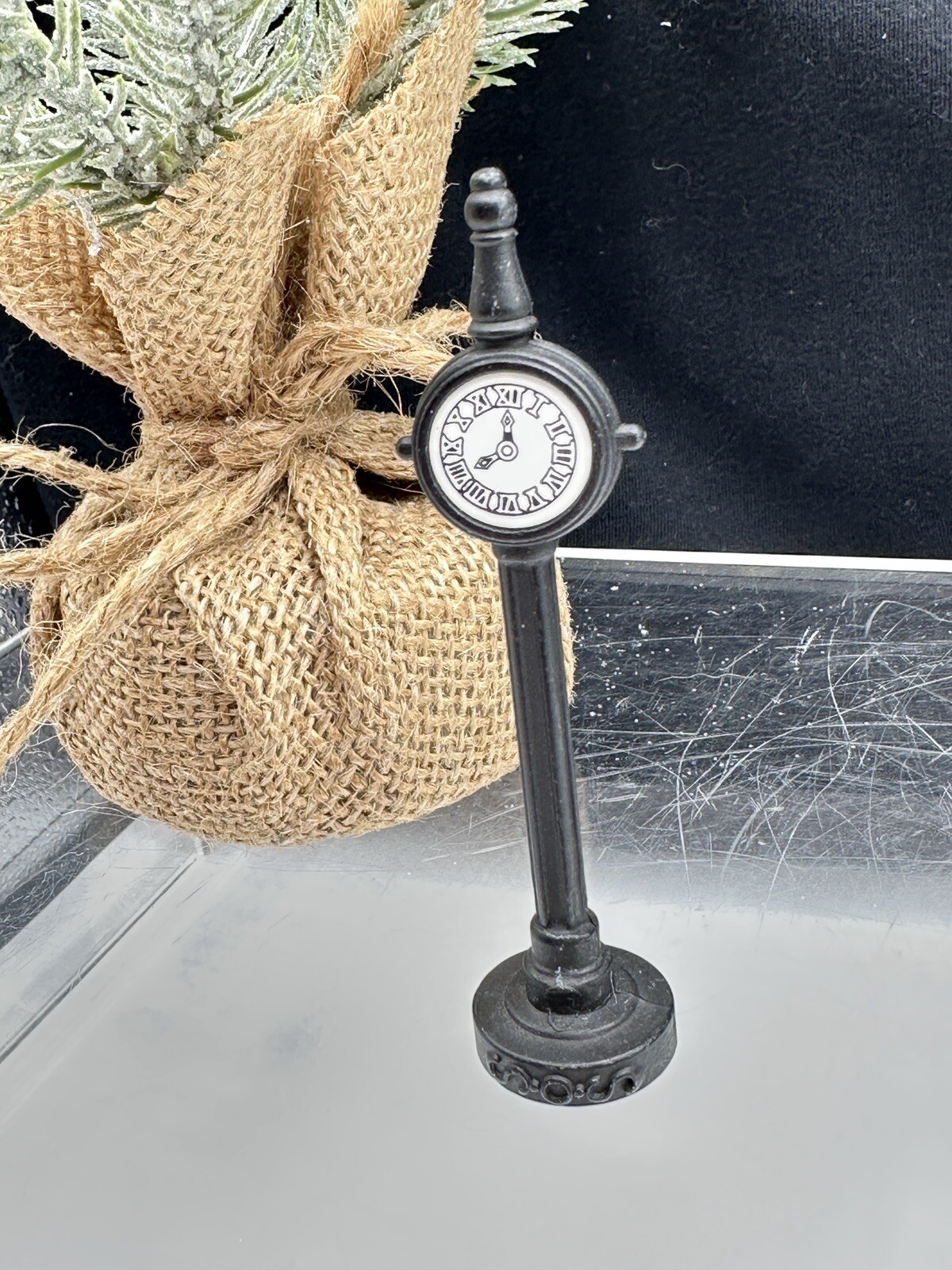 Small Christmas Village Town Clock Accessory Black Heritage Snow Village City