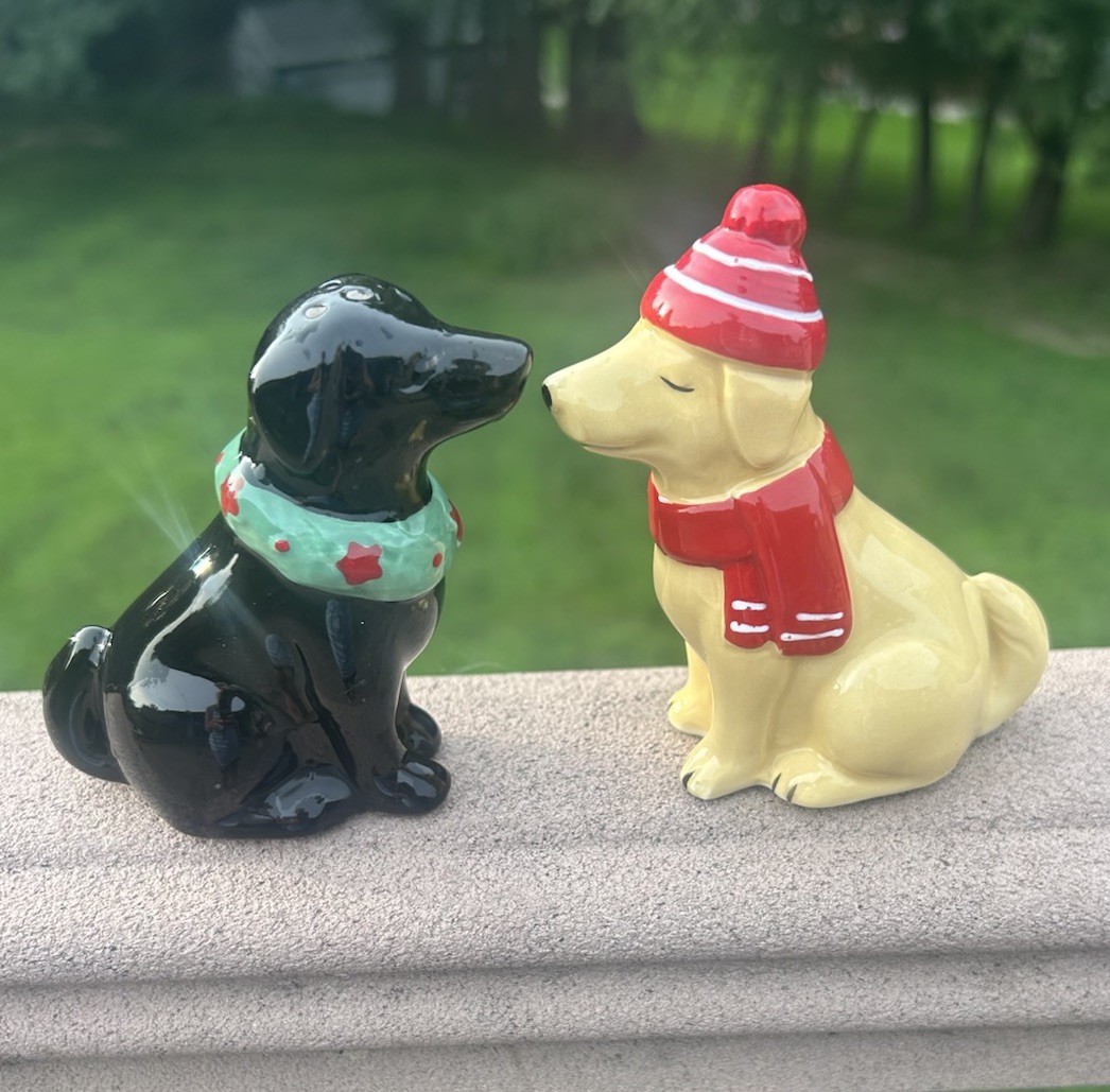 St Nicholas Square Kringle’s Cottage DOGS salt & pepper shaker set