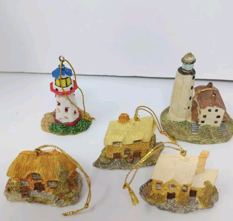 Christmas Village Ornaments New England Miniature Lighthouse Village Cottage Lot