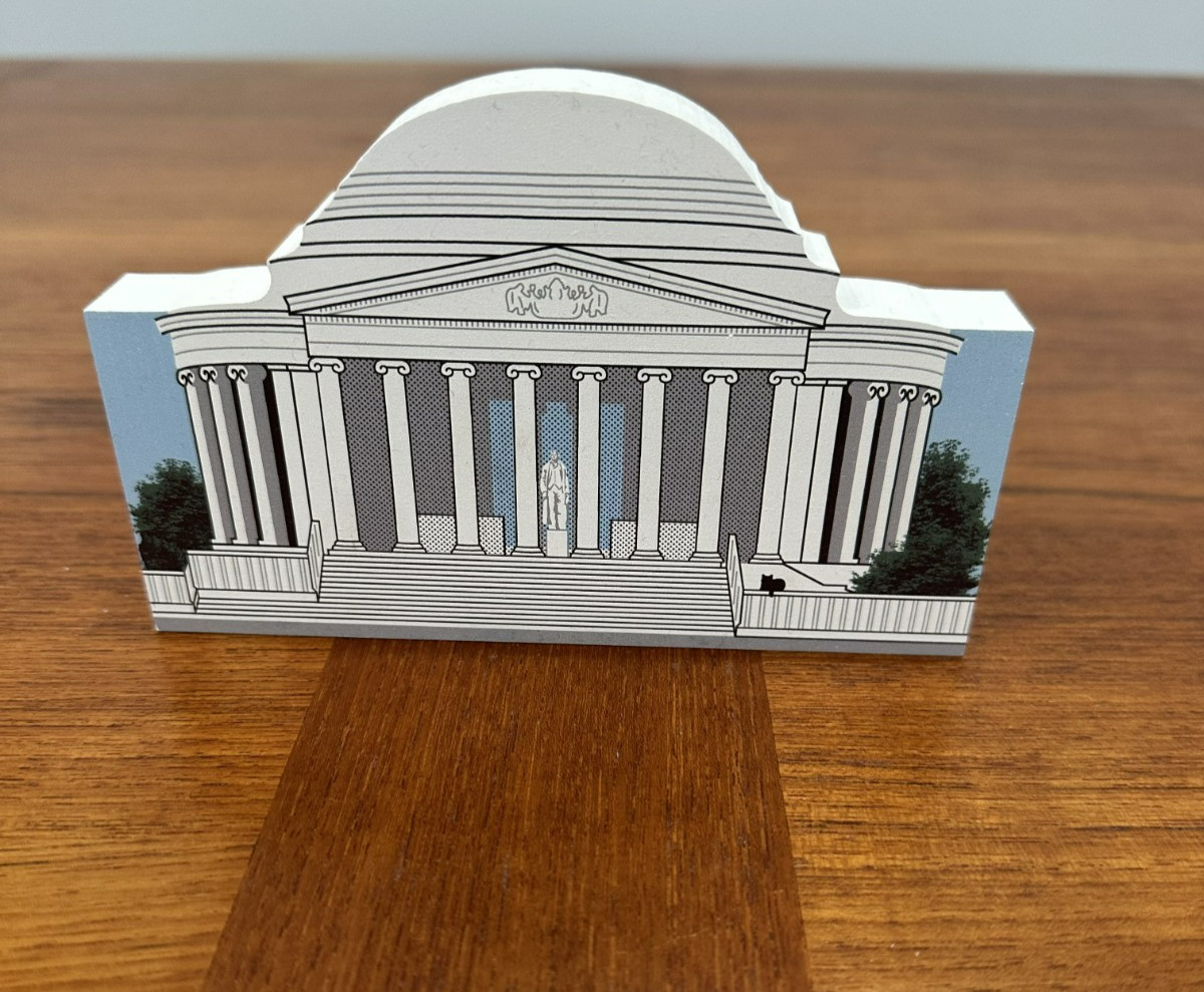 1999 Cat’s Meow Village Vintage Wooden Shelf Jefferson Memorial Washington DC