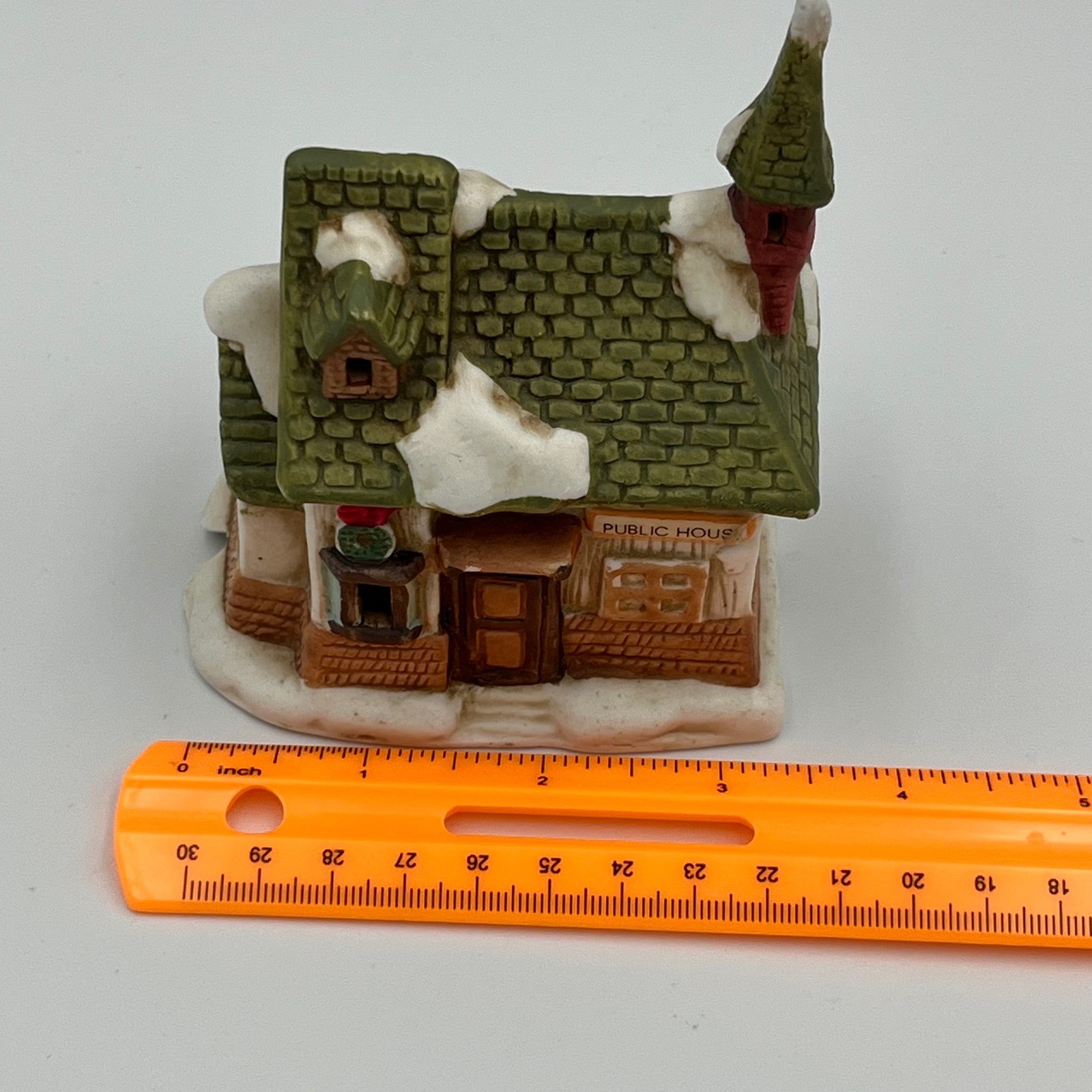 Vintage Christmas Village Building Public House Ceramic Snow Covered