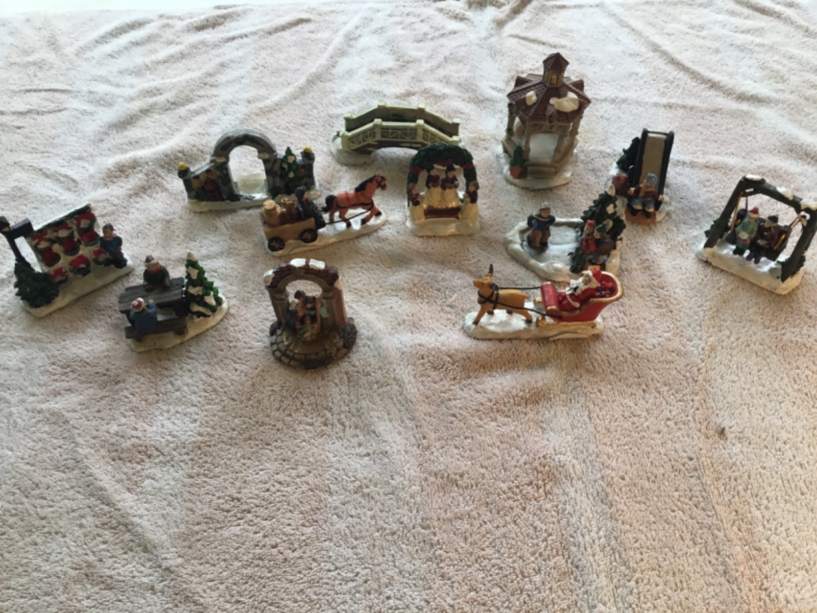 Greenbrier International Resin Christmas Village Accessories Lot of 12