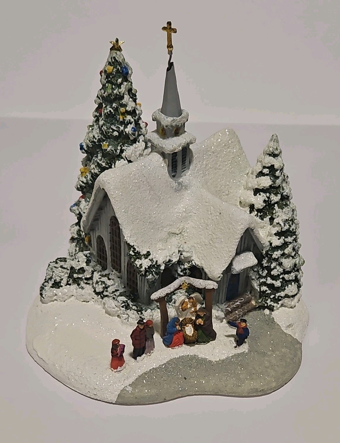 2007 Thomas Kinkade Teleflora Country Church Nativity Lighted Christmas Village