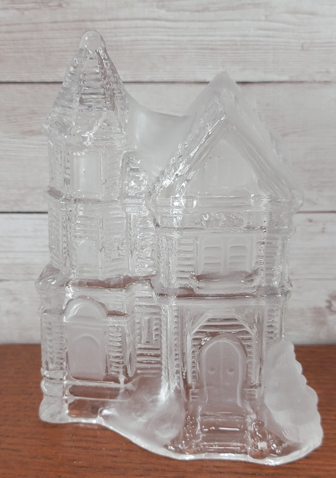 3 Vintage Clear Glass Christmas Village Buildings Church Storefront Houses