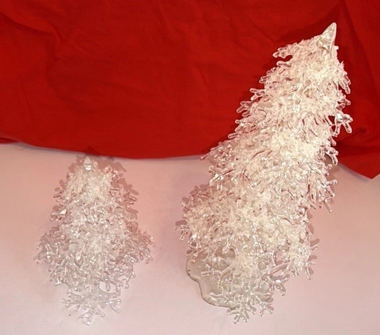Department 56 Icy Trees Medium Set of 2 Village Accessories 10” & 6” Christmas