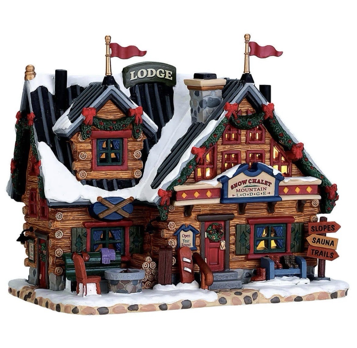 Lemax Christmas Village Lighted Apres Ski Lodge Multicolor Building Decor