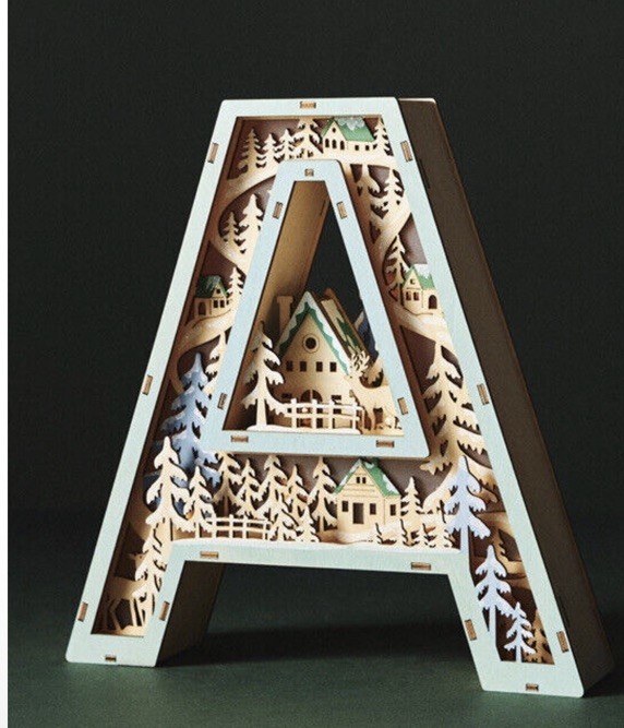 Anthropologie Monogram Wonderland Light-Up Scene Letter “ A” Holiday Christmas