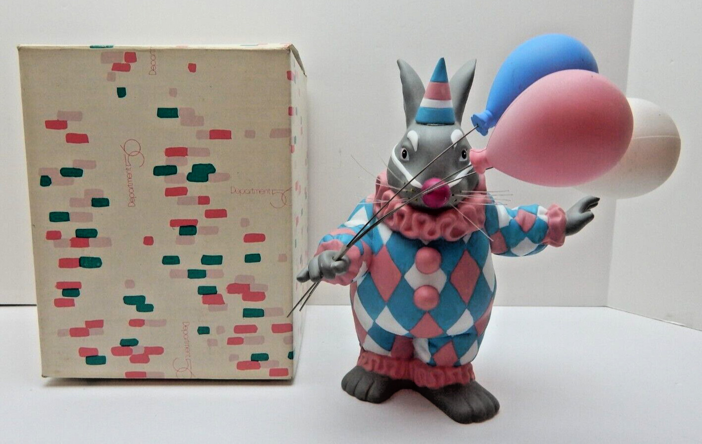 Dept 56 Hide-A-Way Hollow Easter Bunny Clown w/Balloons w/Box #70882