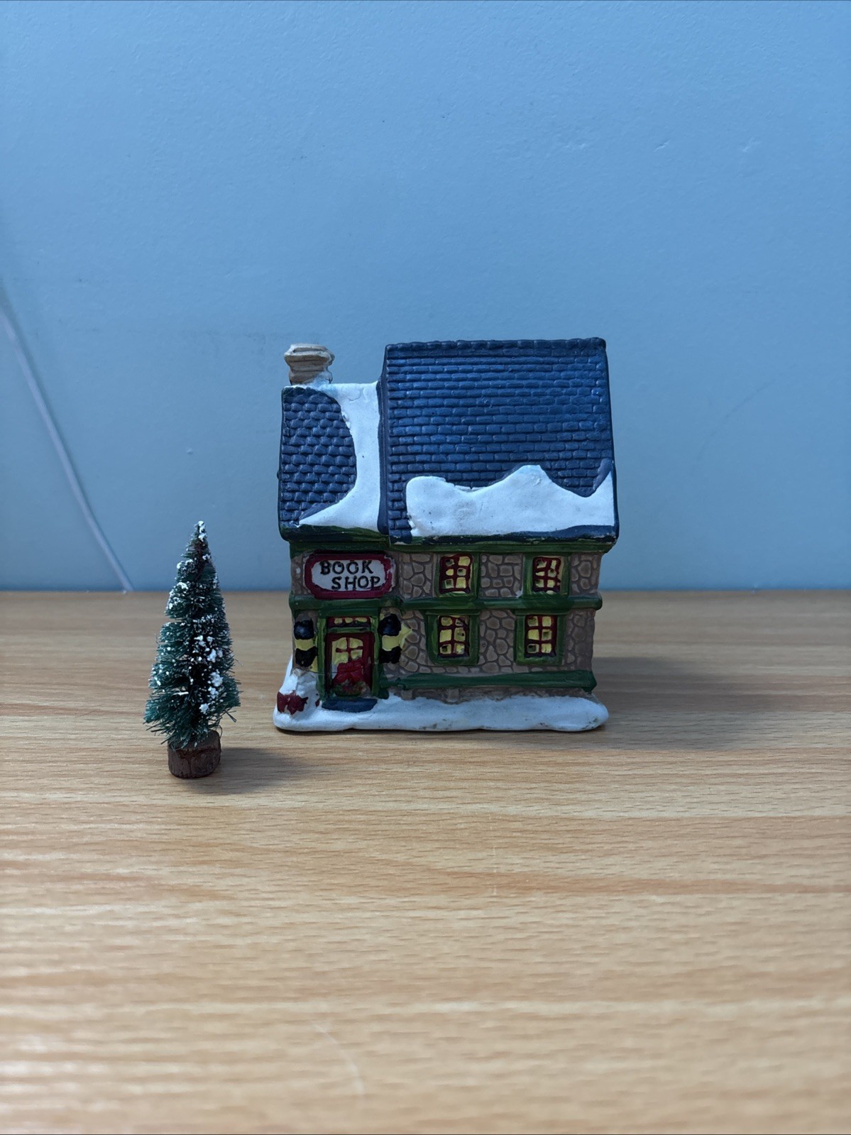 Vintage Illuminated Christmas Village Book Shop, No Light