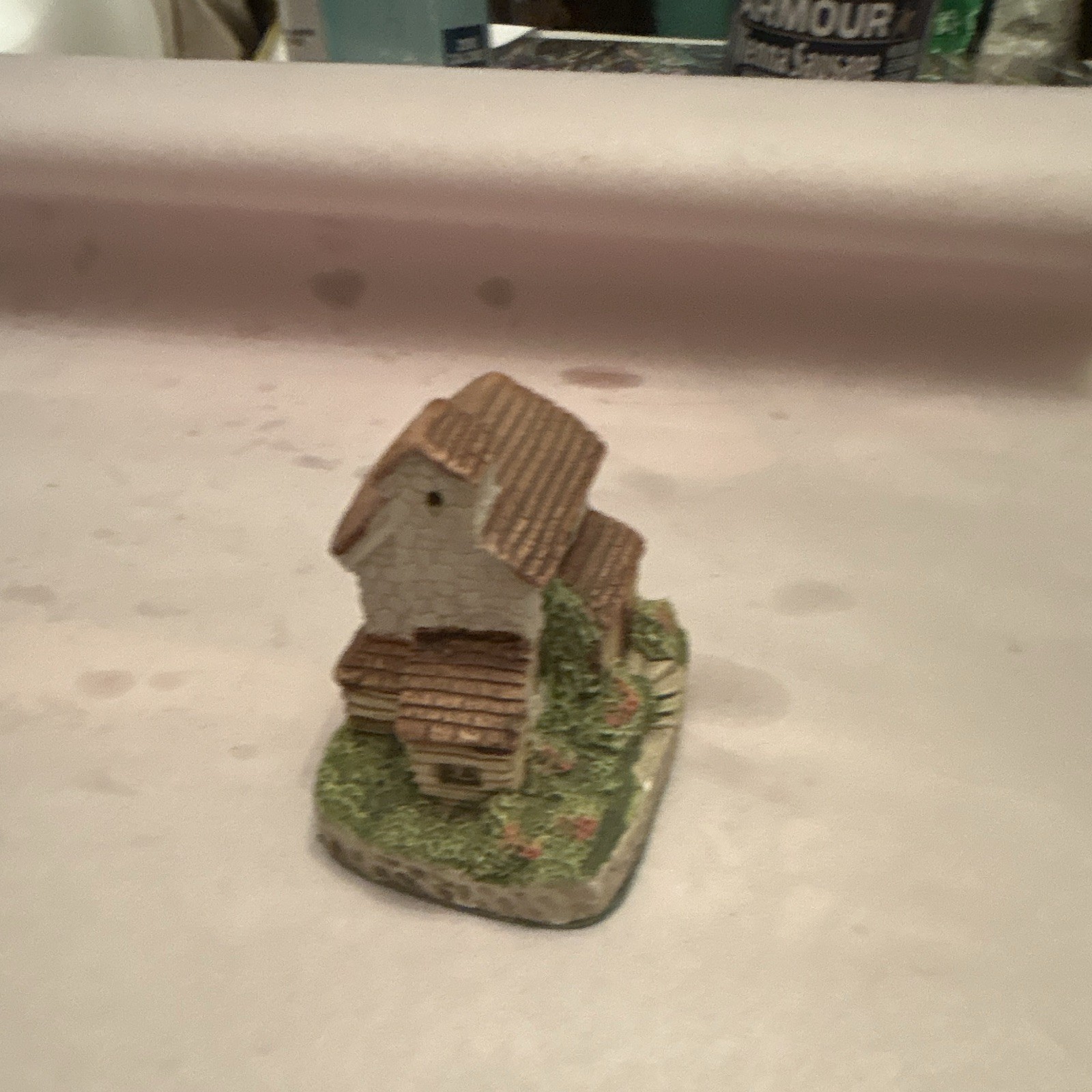 Hand Painted Resin Miniature Cottage House Figurine, Small Multicolor Display