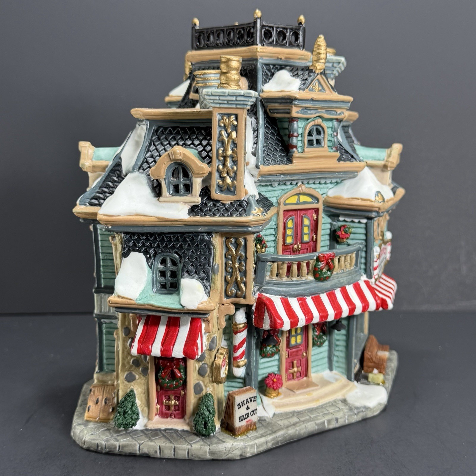 Lemax Lighted Christmas Village House “Harry’s Barber Shop”- Light & Box- Rare