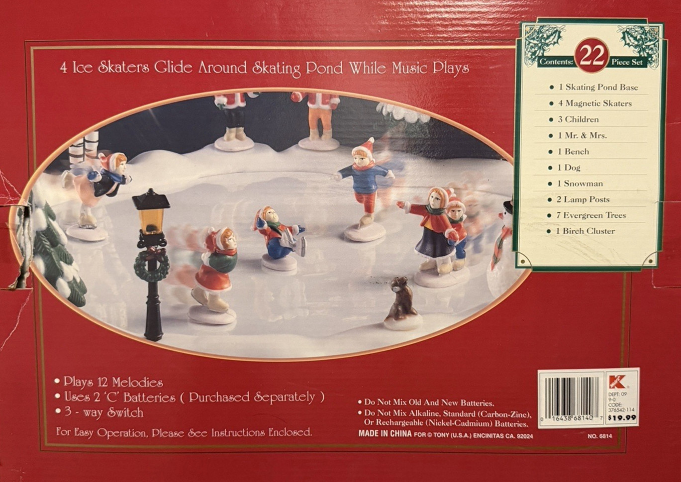 8 Pc Replacement Skaters/People Vtg Happy Winter Holiday Village Skating Pond