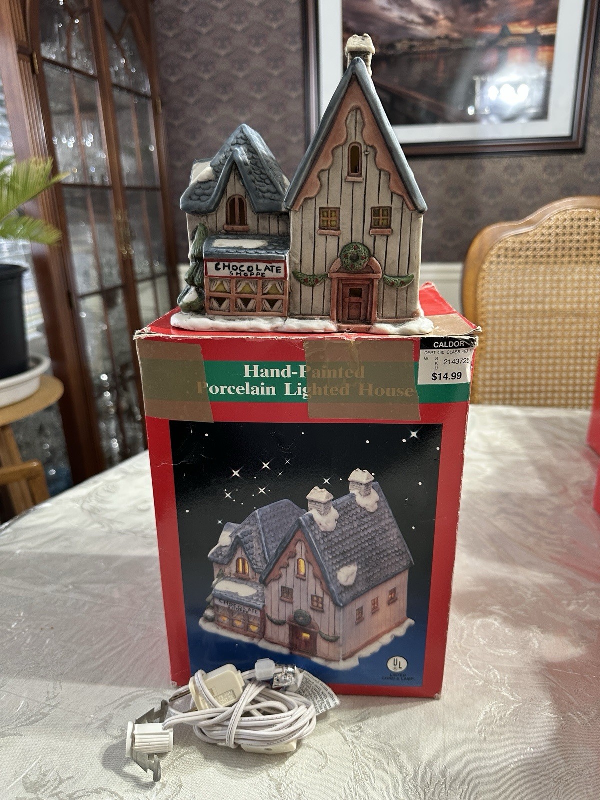 Caldor Hand-Painted Porcelain Lighted Chocolate Shoppe Our Town Collection