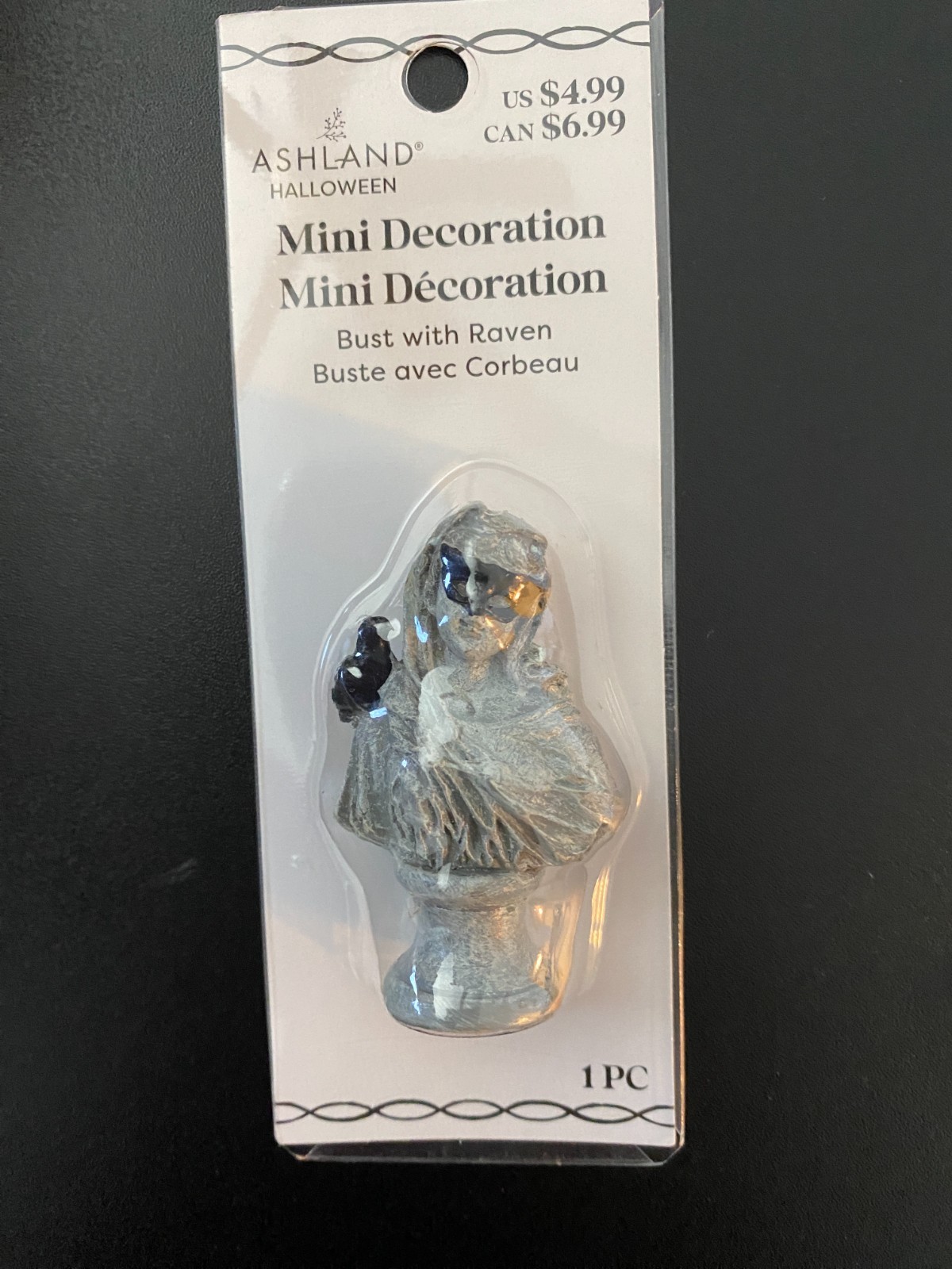 ASHLAND HALLOWEEN MINIATURES MASKED BUST WITH RAVEN ~ NEW IN PKG 2025