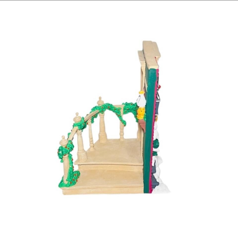 Vtg Staircase 2 Sided Resin Dept 56 Doors Garland Decorations 5″ Wx5″ Lx7 1/2″ H
