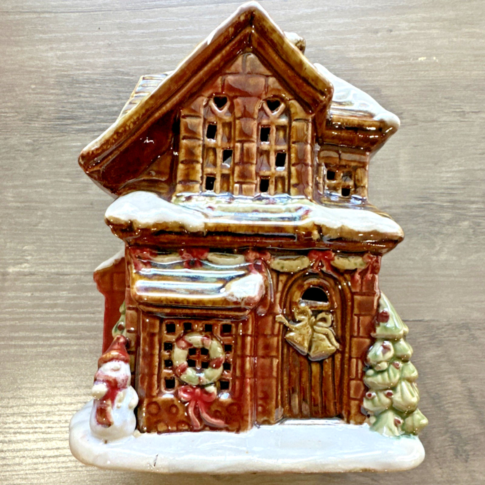 Holiday Inspirations Ceramic Illuminated Christmas House Tealight Holder 2006