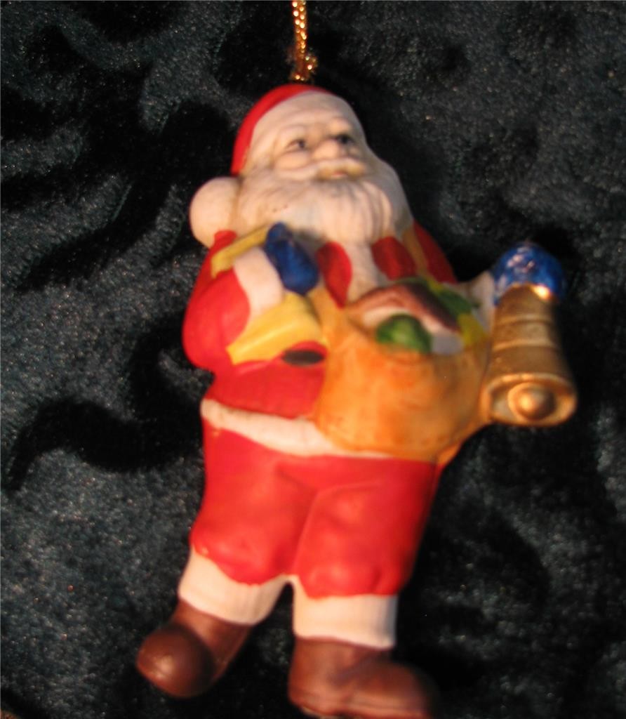 Rare Vintage PORCELAIN..ORNAMENT Christmas Santa Clause Figurine 1970’S