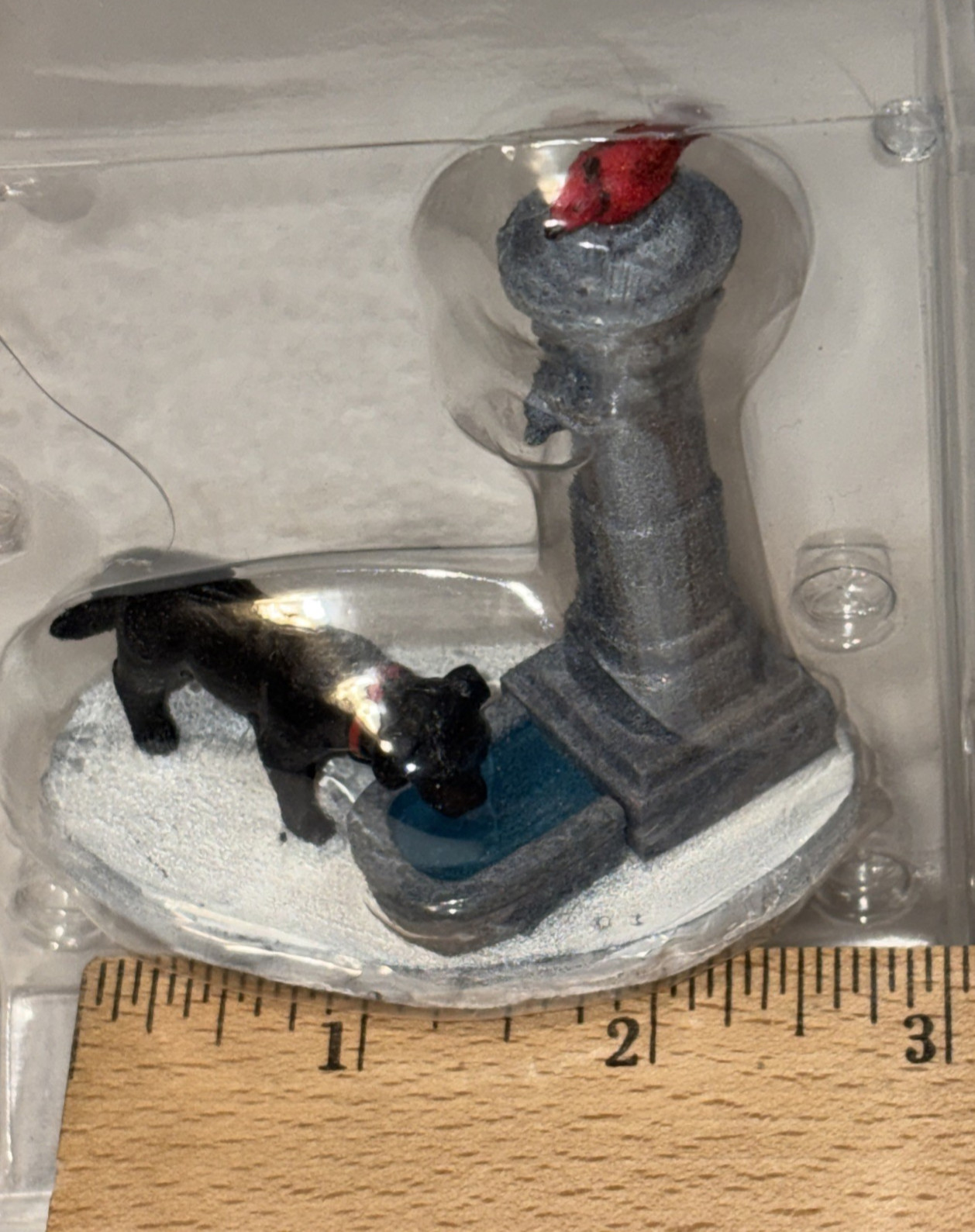 Lemax Village Dog Drinking Fountain with Cardinal Bird On Top Retired READ / SEE