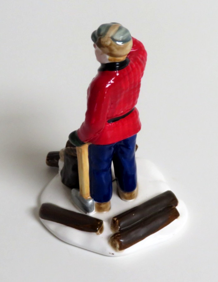 Vintage 1988 Dept 56 WOODSMAN Snow Village Figure MAN CUTTING WOOD Lumberjack