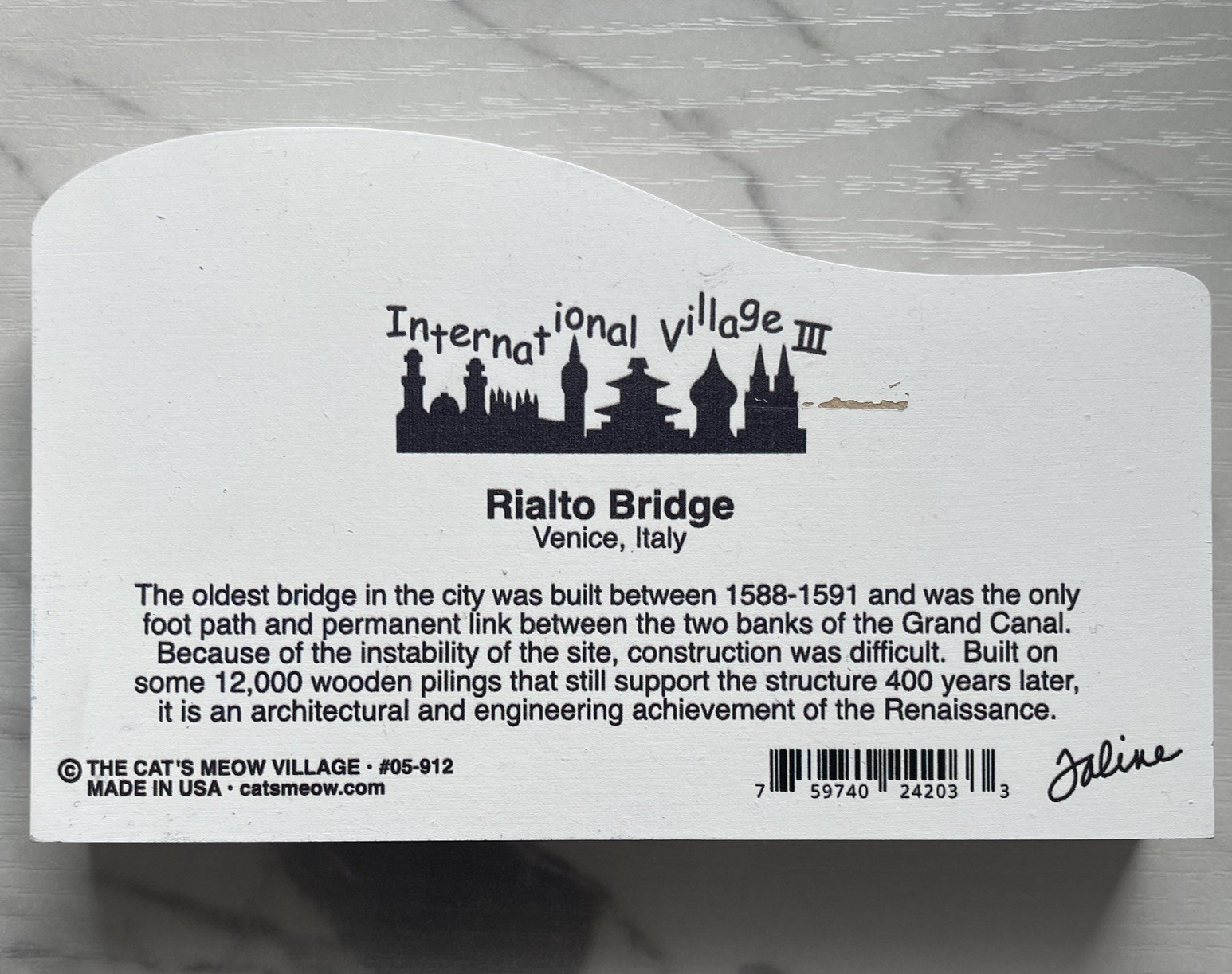 Cat’s Meow Venice ITALY Rialto Bridge Int’l Village III Shelf Sitter Signed