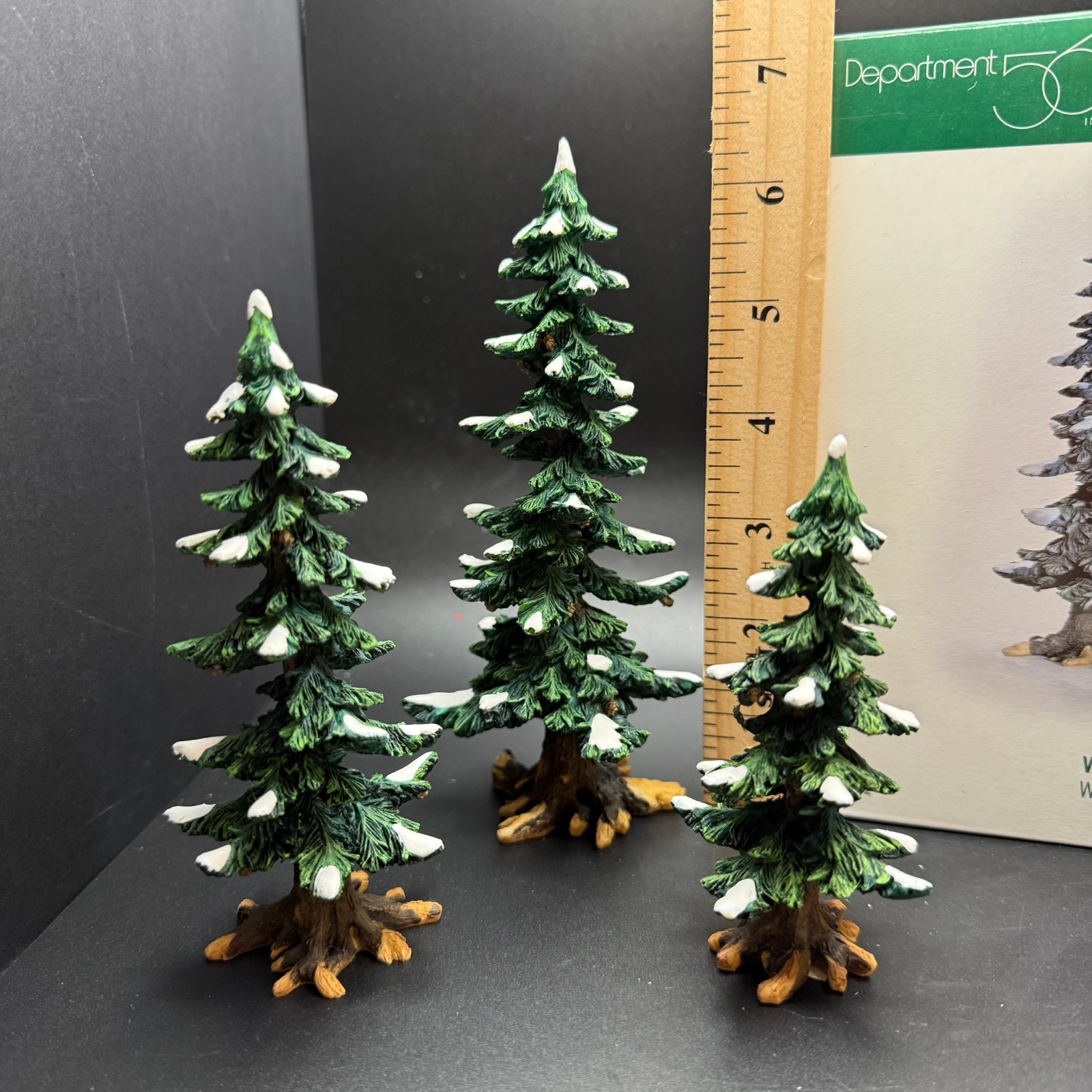 Dept. 56 Winter Pine Trees With Pine Cones #52772 Village Accessory Set of 3