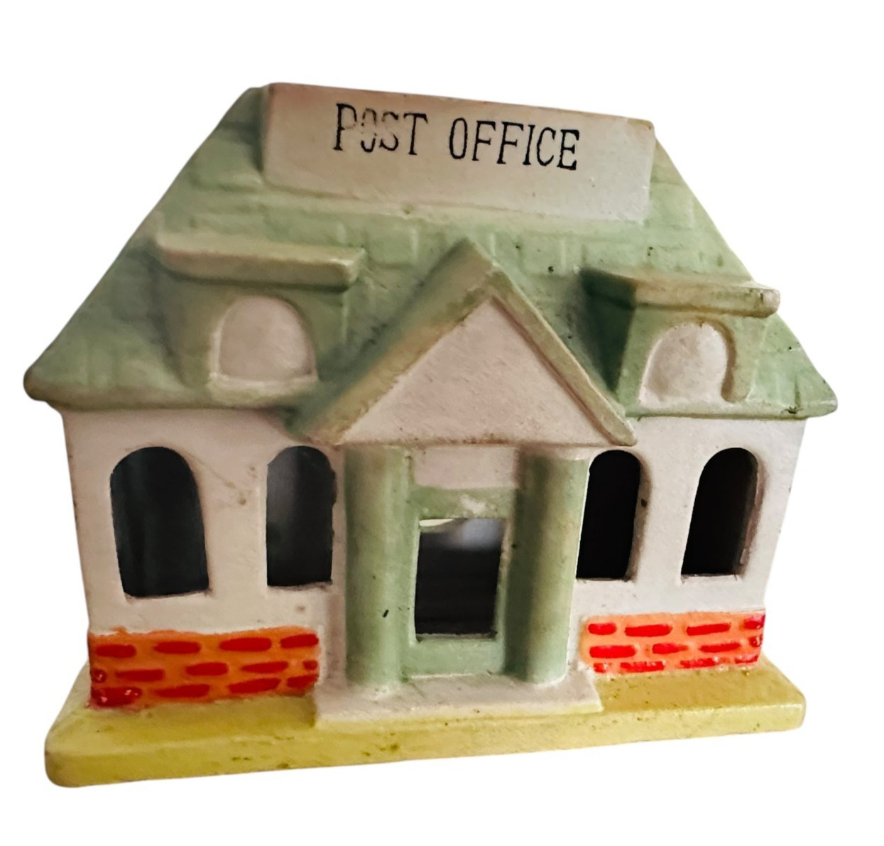 Vtg Japan village Post Office / builiding for Christamas Railroad village 3.5″H