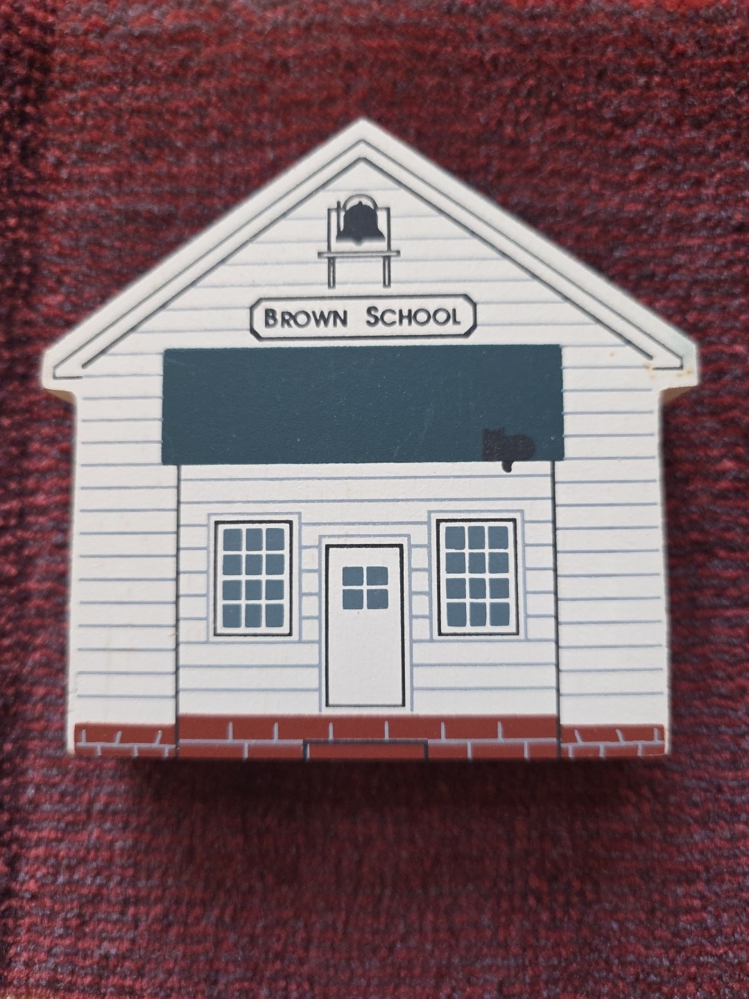 1991 Cat’s Meow Ohio Amish Series Brown School Shelf Sitter Wood Block