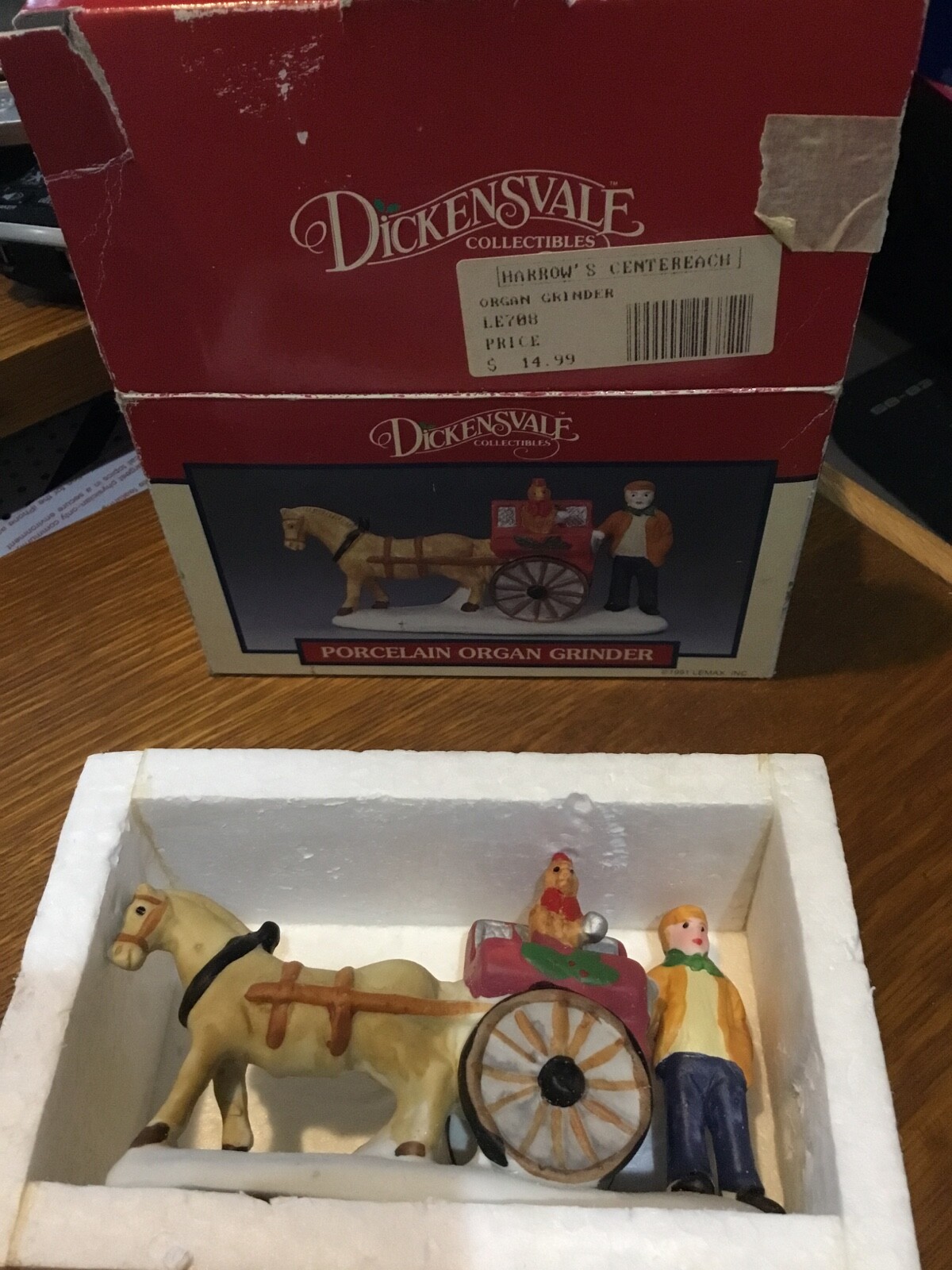 DICKENSVALE COLLECTABLES PORCELAIN ORGAN GRINDER 4.75X2.25 INCH IN ORIGINAL BOX