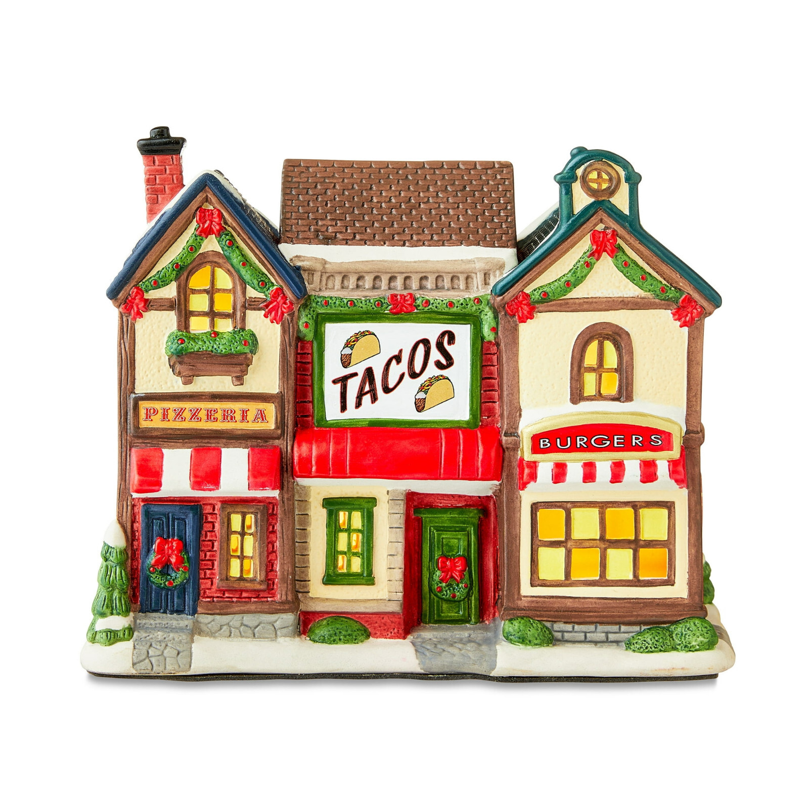 Holiday Time 2024 Village Food Shops Vintage Victorian 50308 Pizza Tacos Burgers