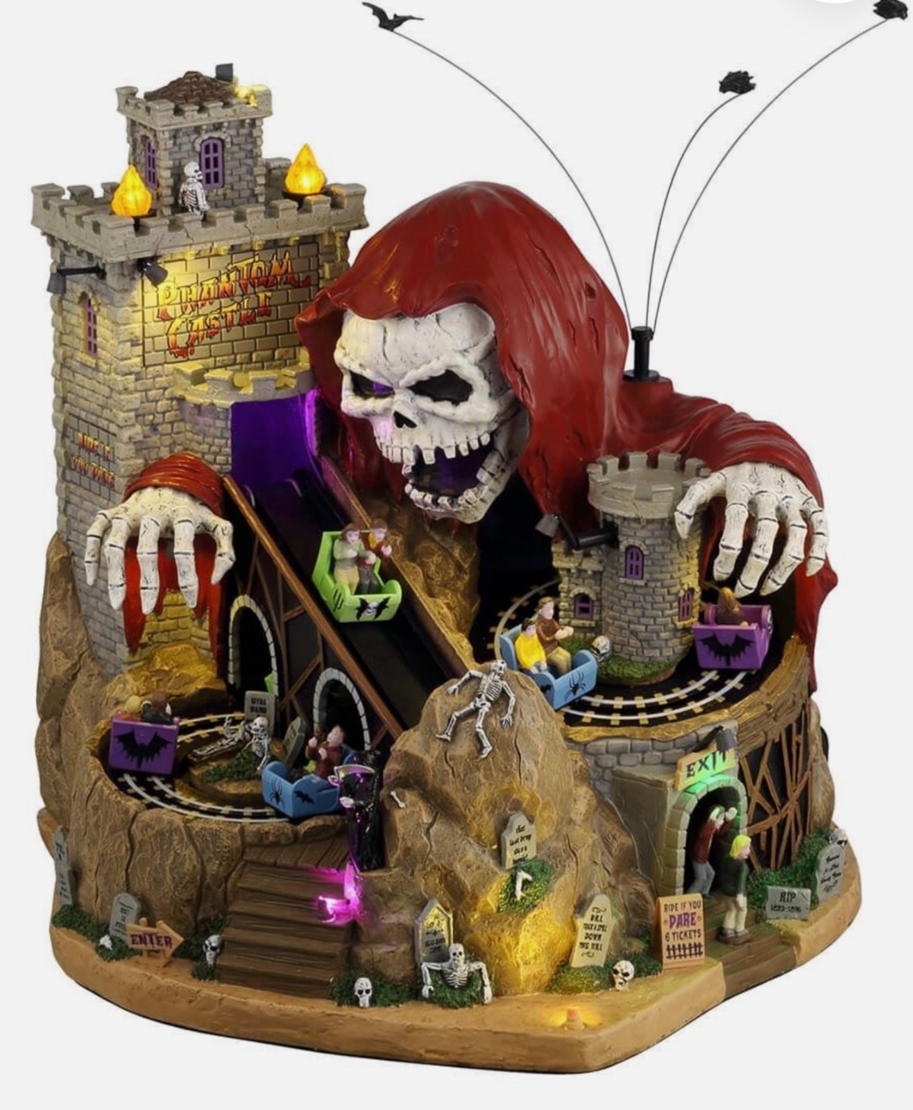 Lemax Spooky Town Phantom Castle – Halloween Carnival Ride 45216 – Video – NEW