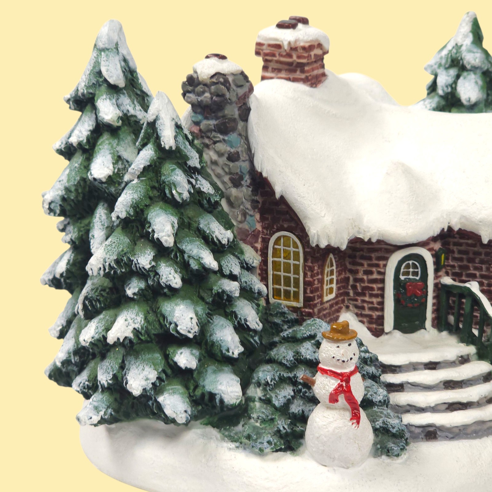 Thomas Kinkade A Village Christmas 2002 Lighted Cottage Snowman House Teleflora