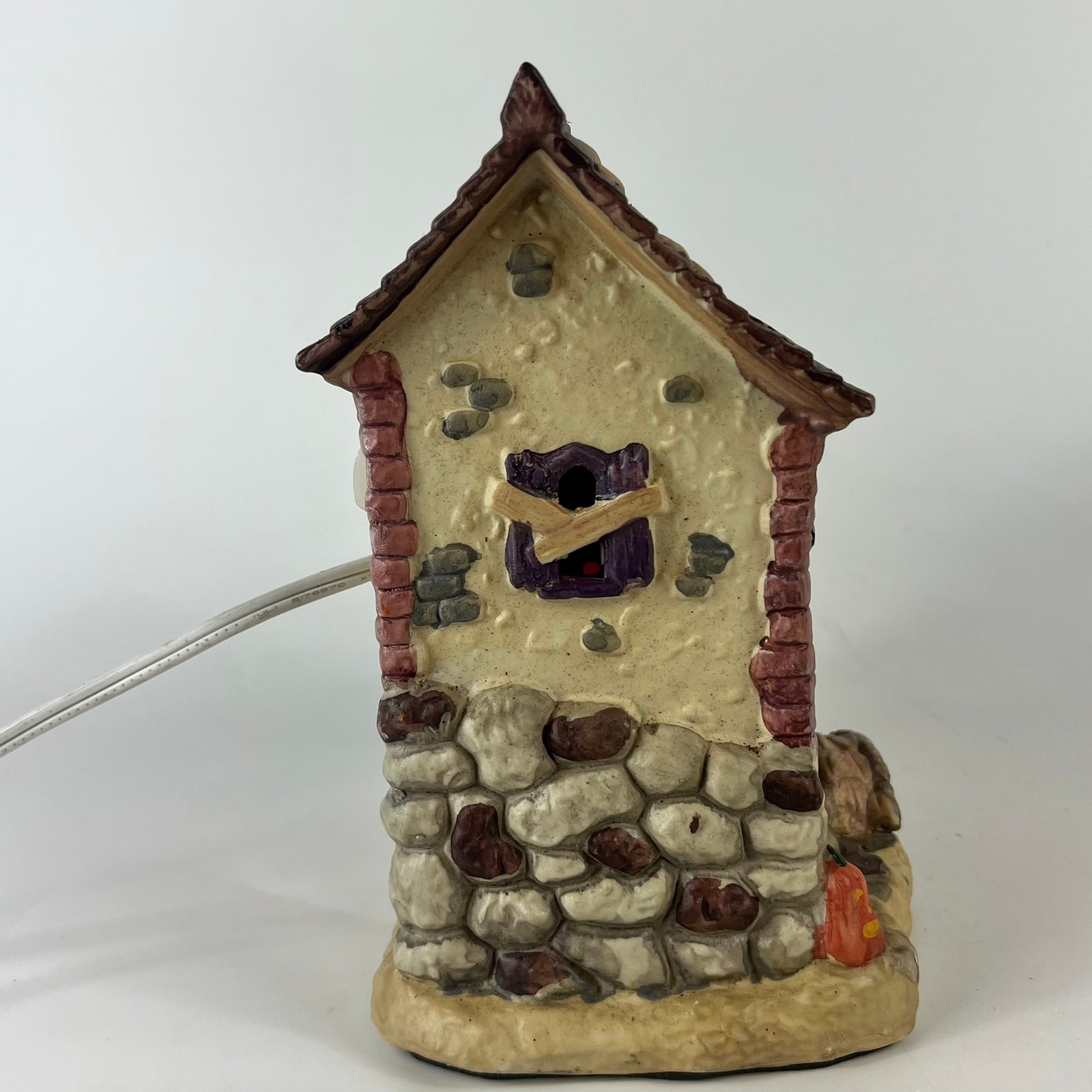 Halloween Village Lighted Laboratory Witches Brew Mummy Haunted House Ceramic