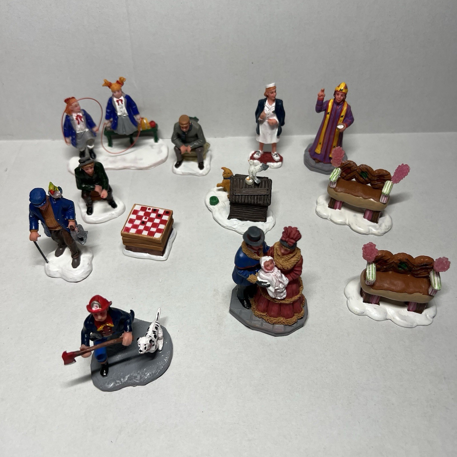 Vintage Lemax Christmas Village Figurines Accessories Mixed Lot – 12 Pieces