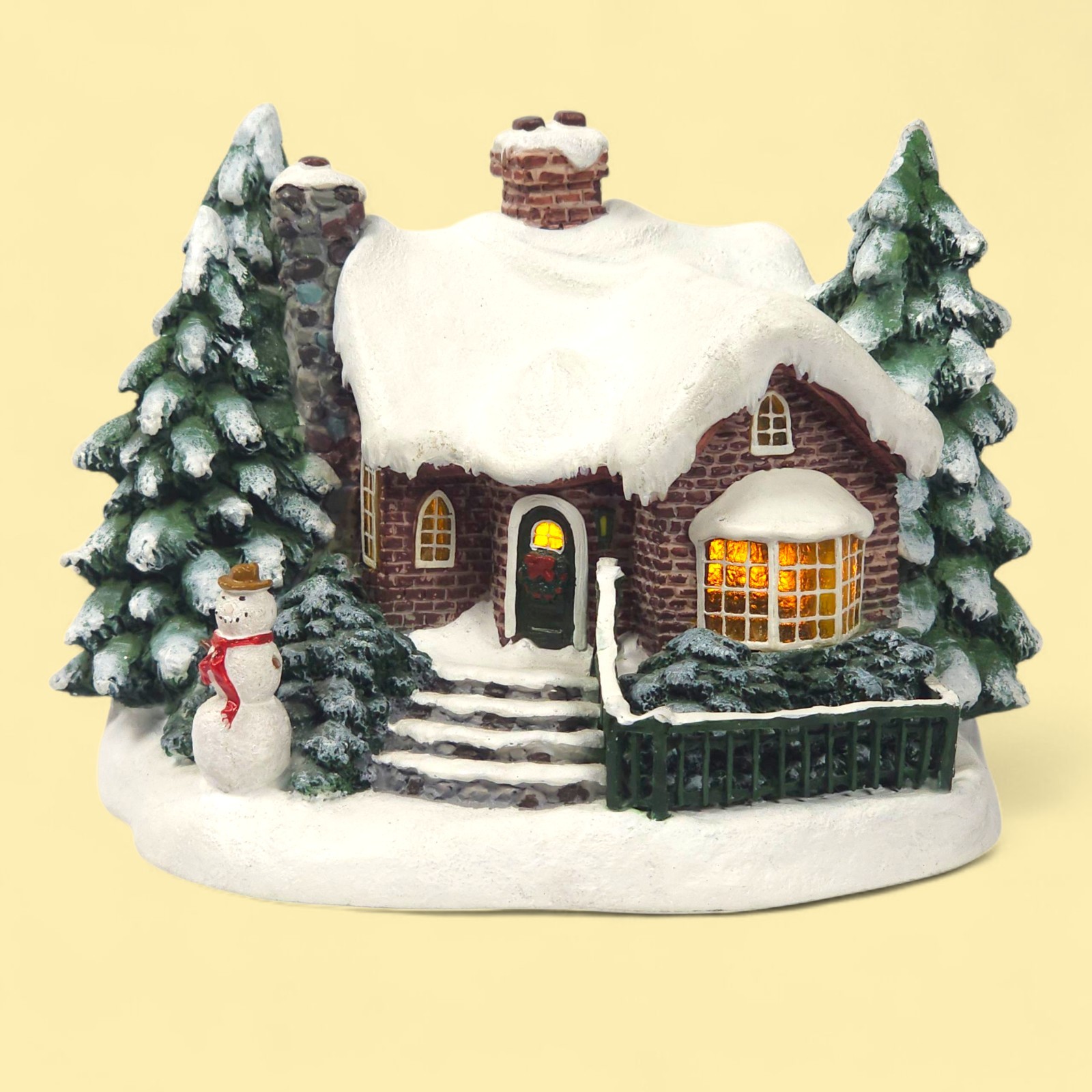 Thomas Kinkade A Village Christmas 2002 Lighted Cottage Snowman House Teleflora