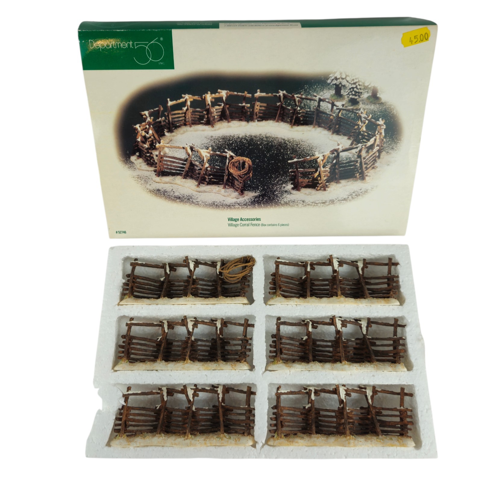 Dept 56 Village Corral Fence #52746 Village Accessories with Box Horse