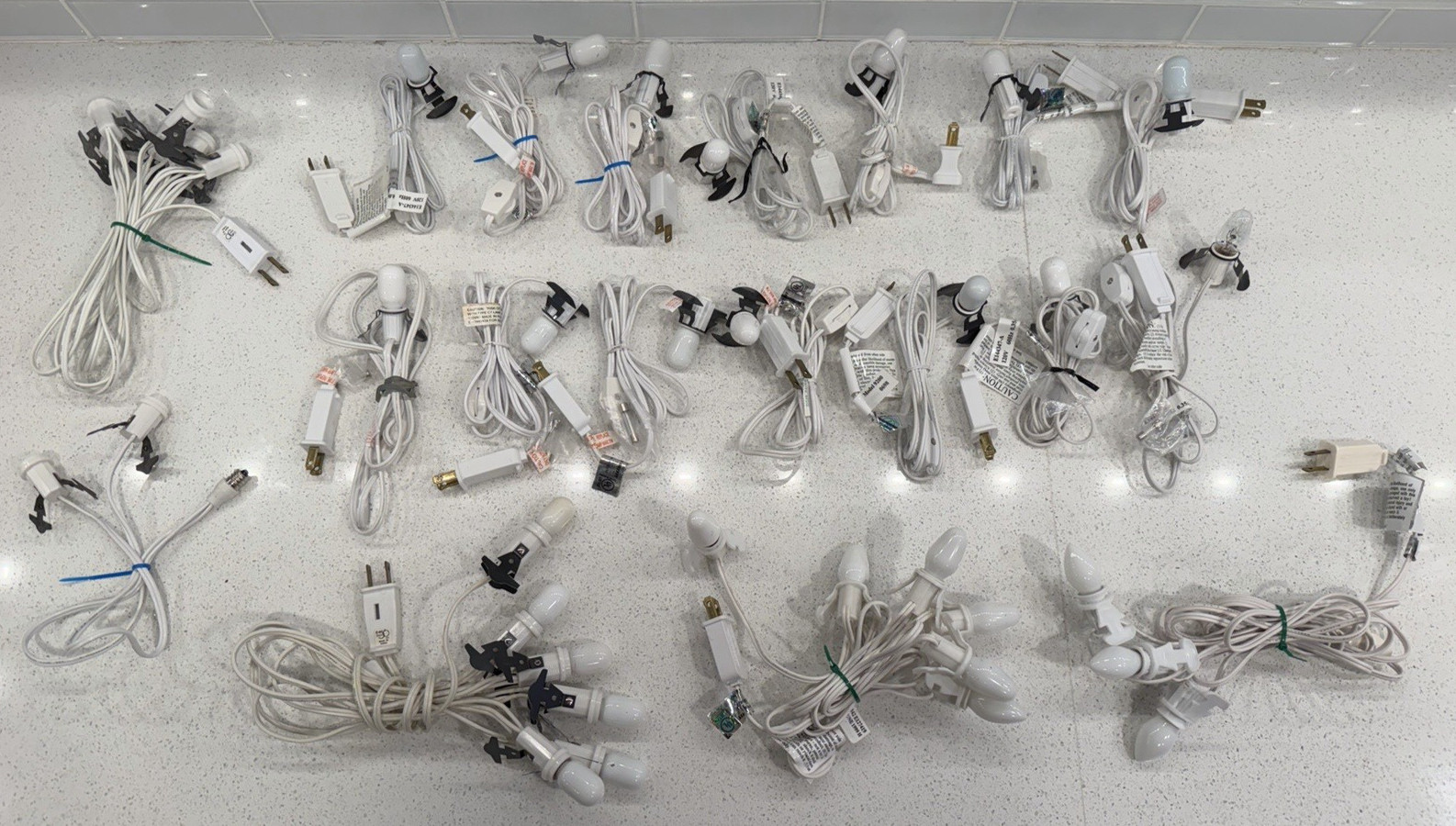 HUGE LOT of Dept 56 Village Light String Cords w/ ON-OFF Switch & Bulb + Extras