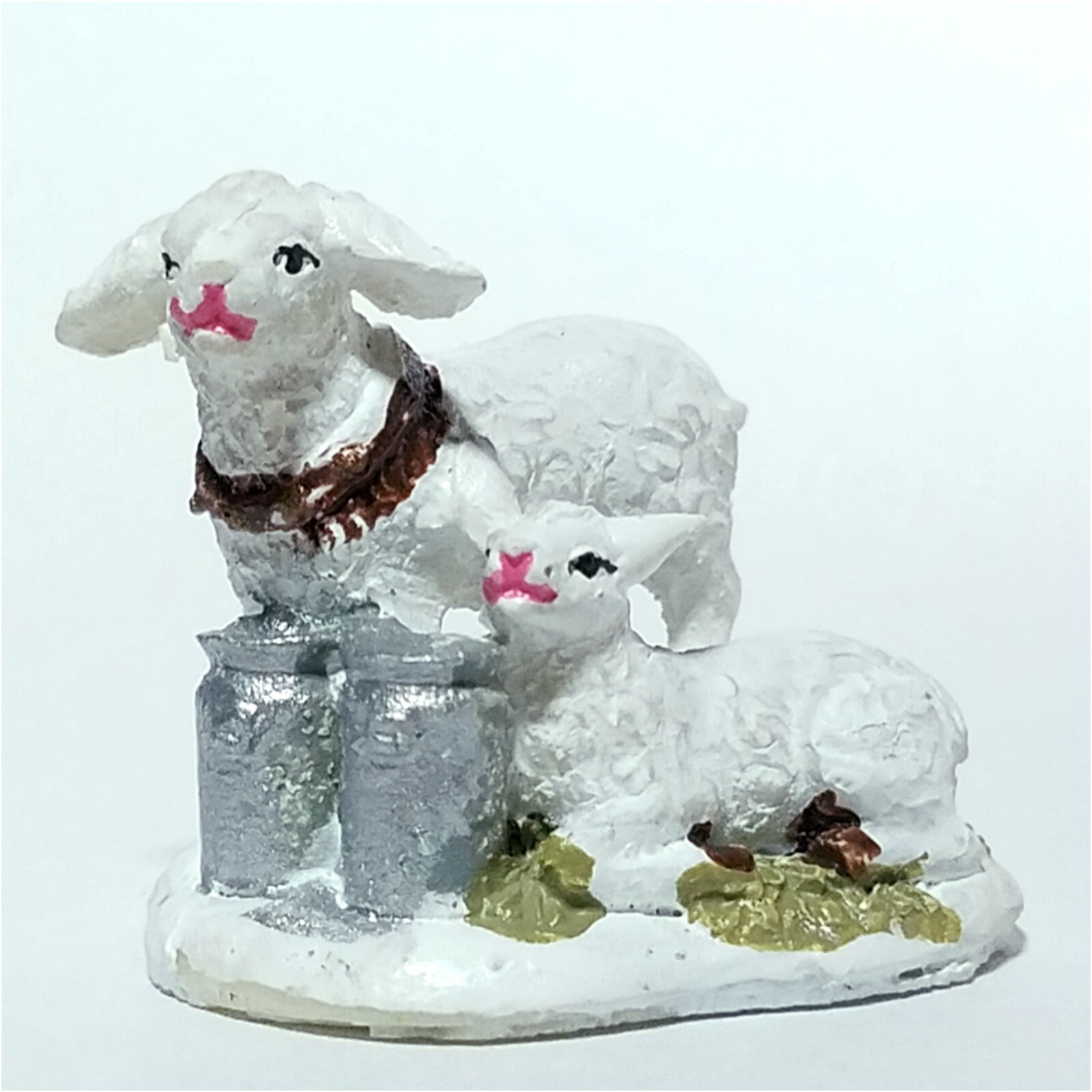 Feeding Lambs Milk Barrels Holidays Seasons Country Farm Scene Village Accessory