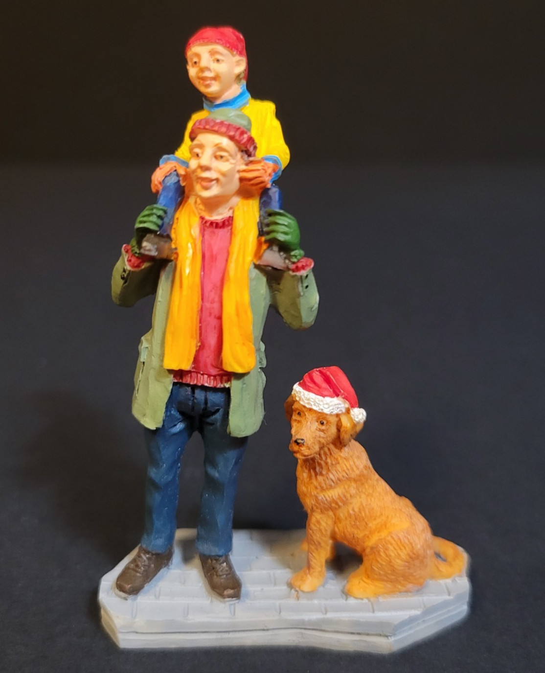 Lemax Christmas Village Town Waiting For Santa 22581 Boy Fathers Shoulders Dog