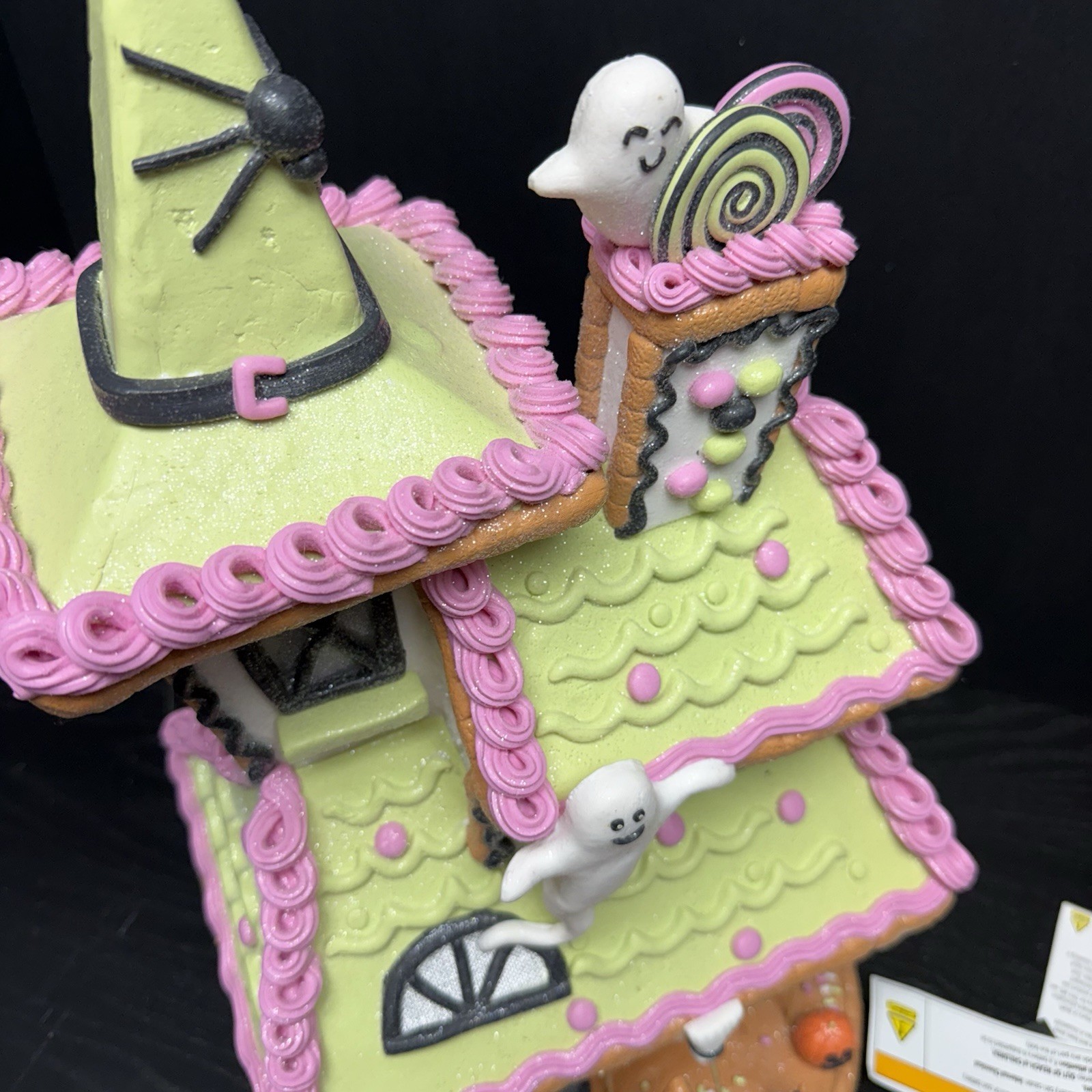 Halloween 16in Light Up Witch Gingerbread House LED Ghost Black Cat NEW