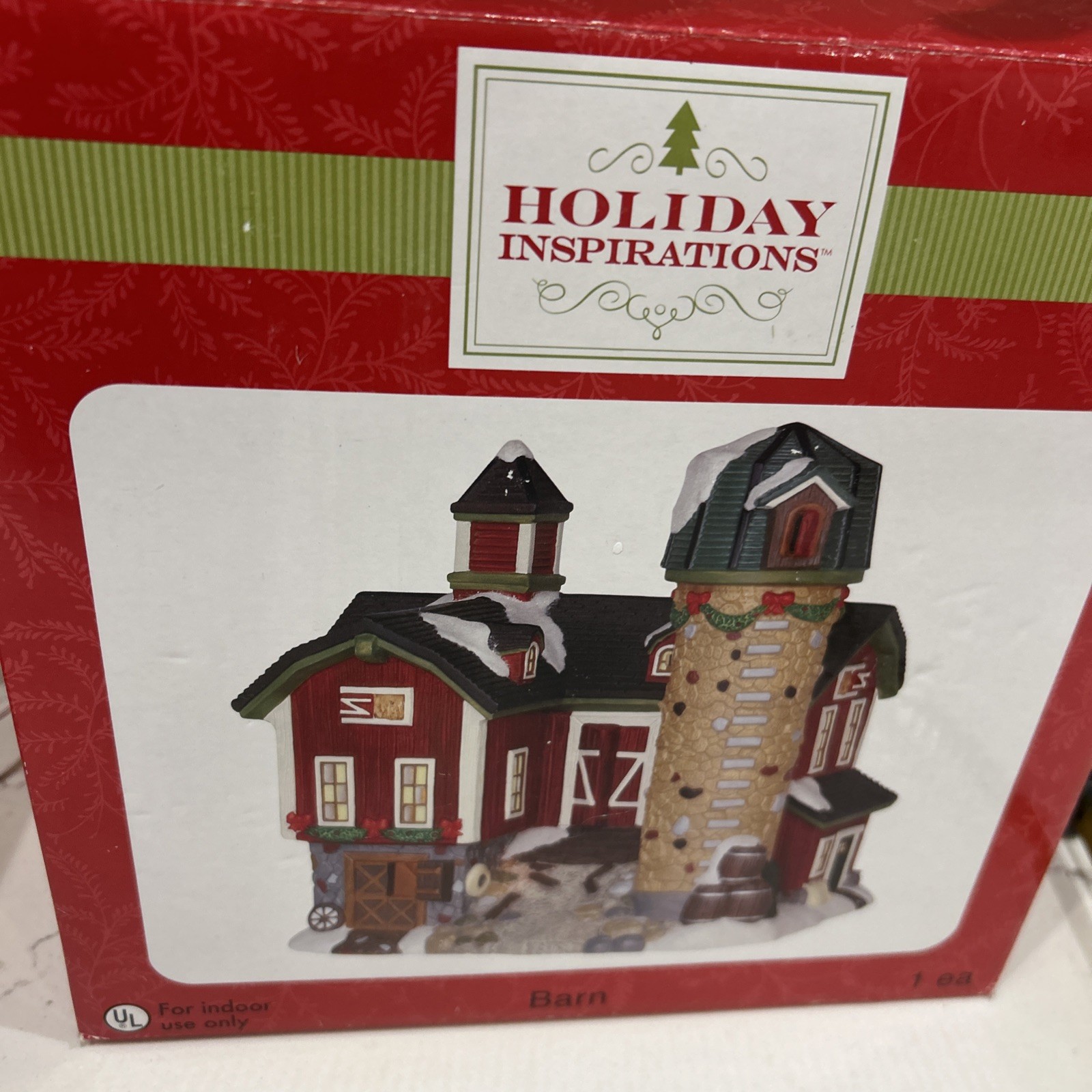 Holiday Inspirations Red Barn, Christmas Village 2012 Porcelain Lighted Building