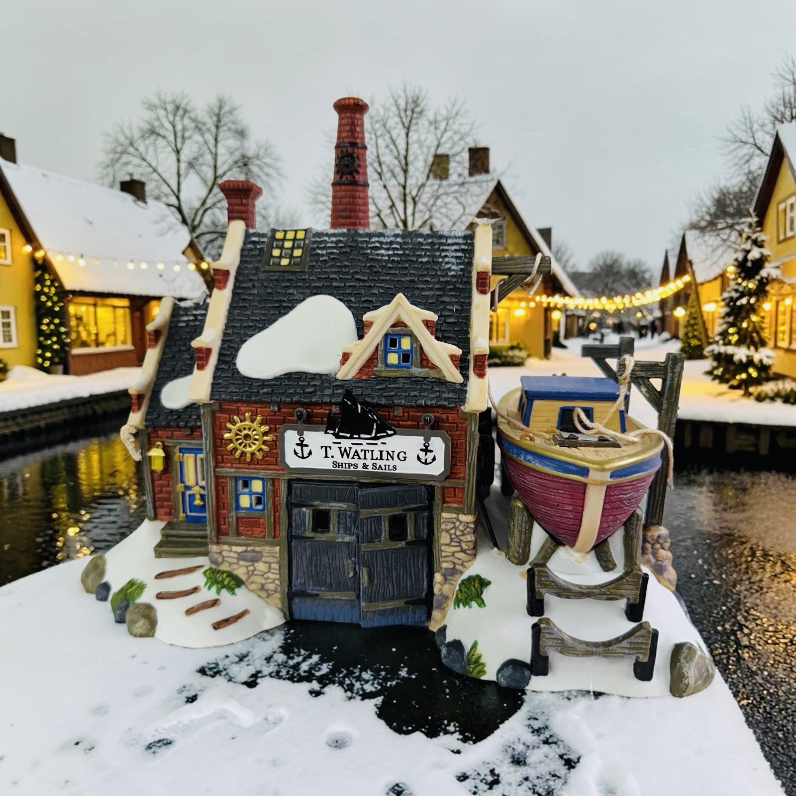 VTG Dept 56 T. Watling Ships & Sails “Dickens Village” Lit Hand Painted HTF